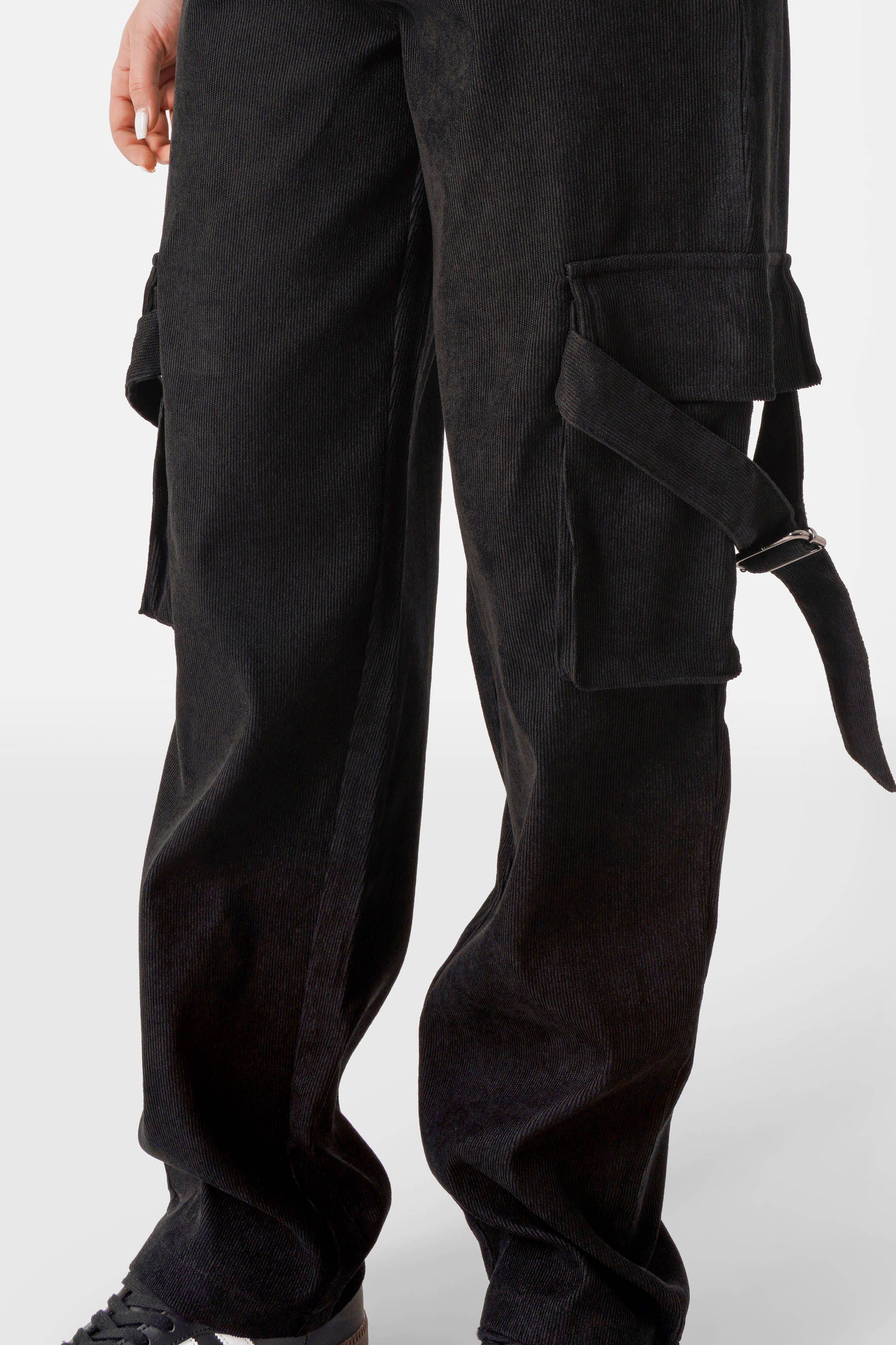 Pantalon cargo côtelé Noir