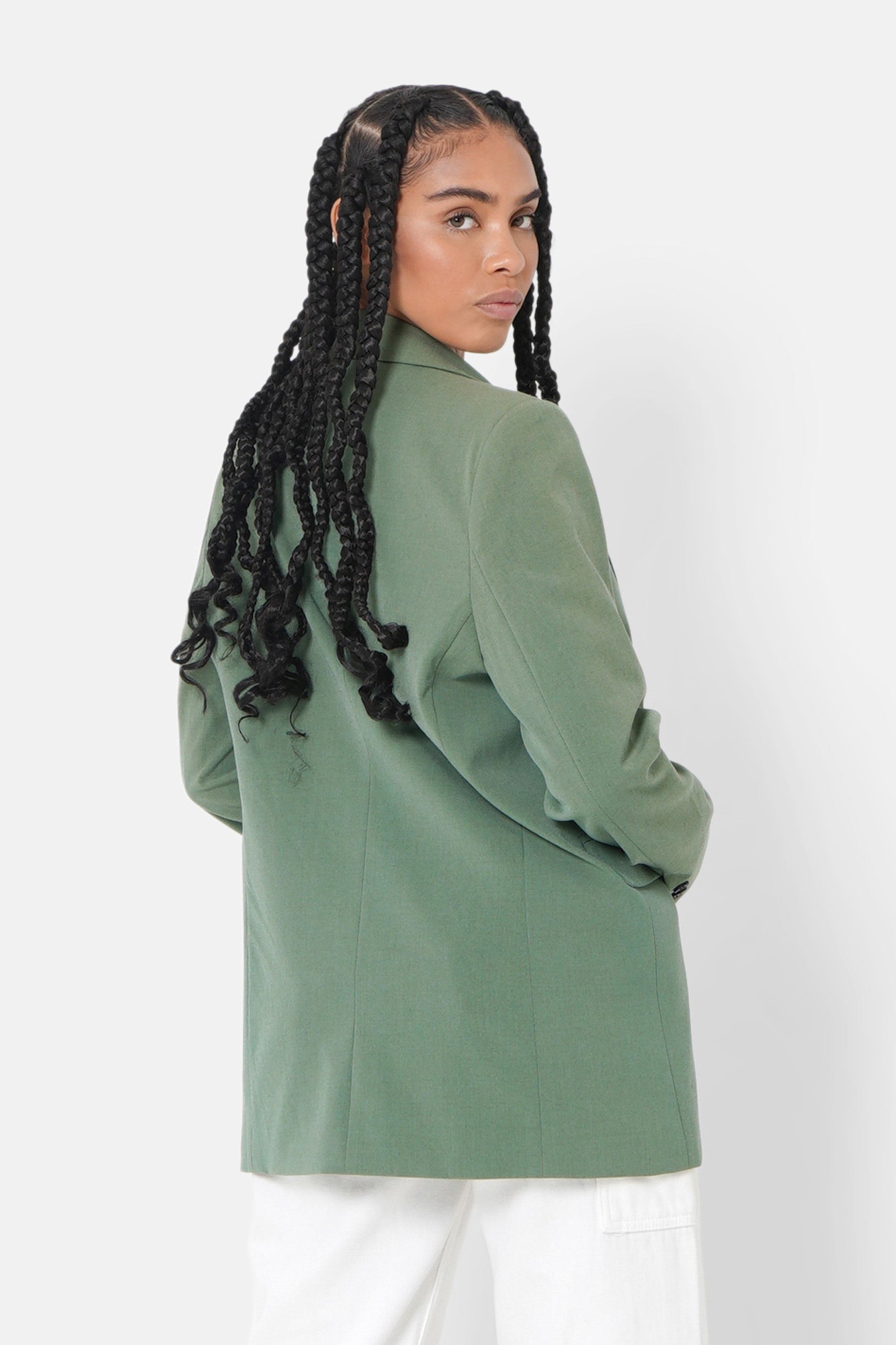 Veste blazer broderie Vert kaki