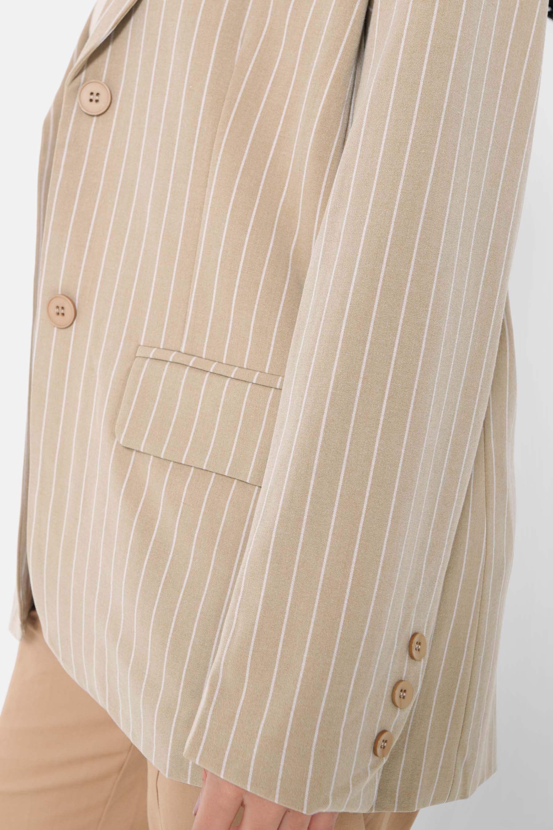 Veste tailleur rayée large Beige