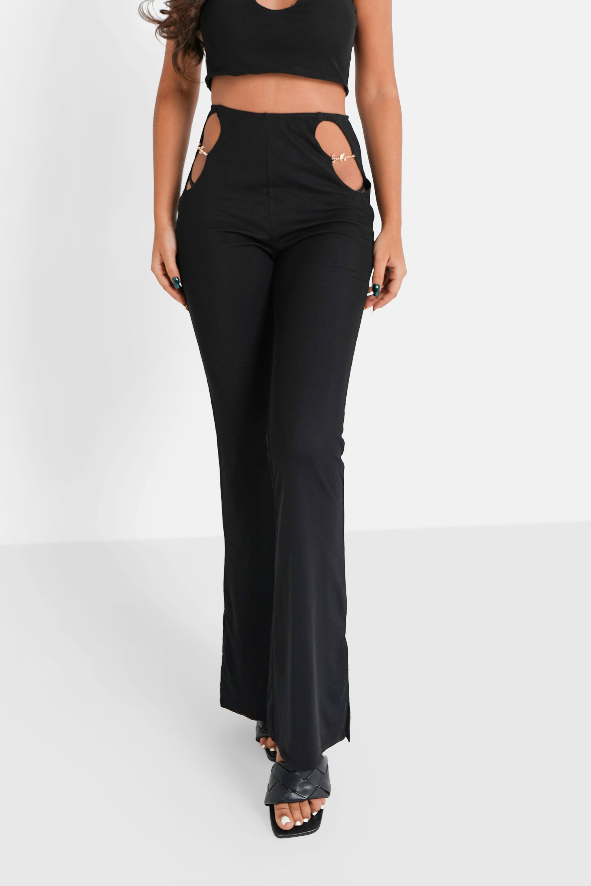 Jewel flare pants Black