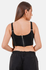 Short straps zip top Black