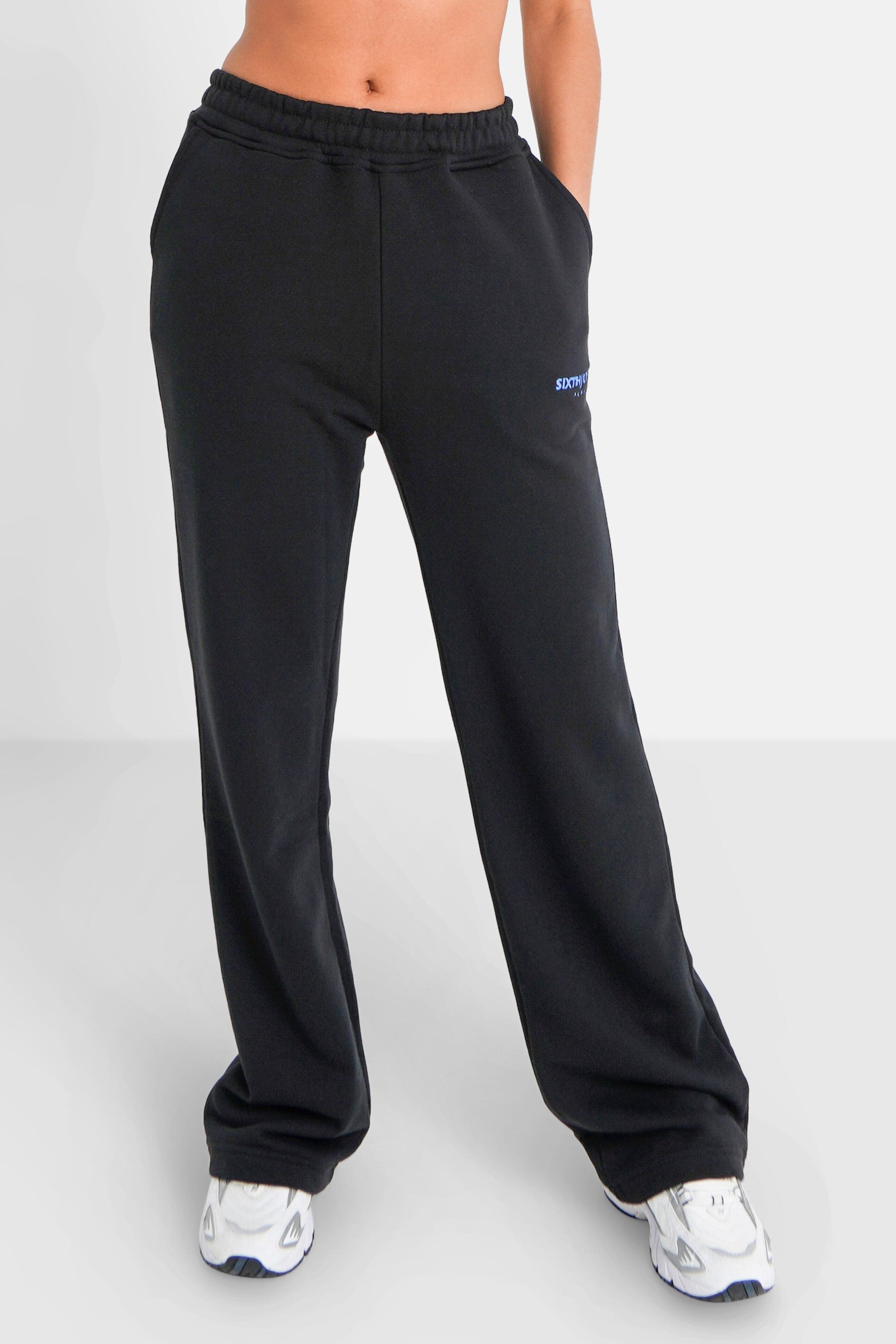 Jogging droit brodé Noir