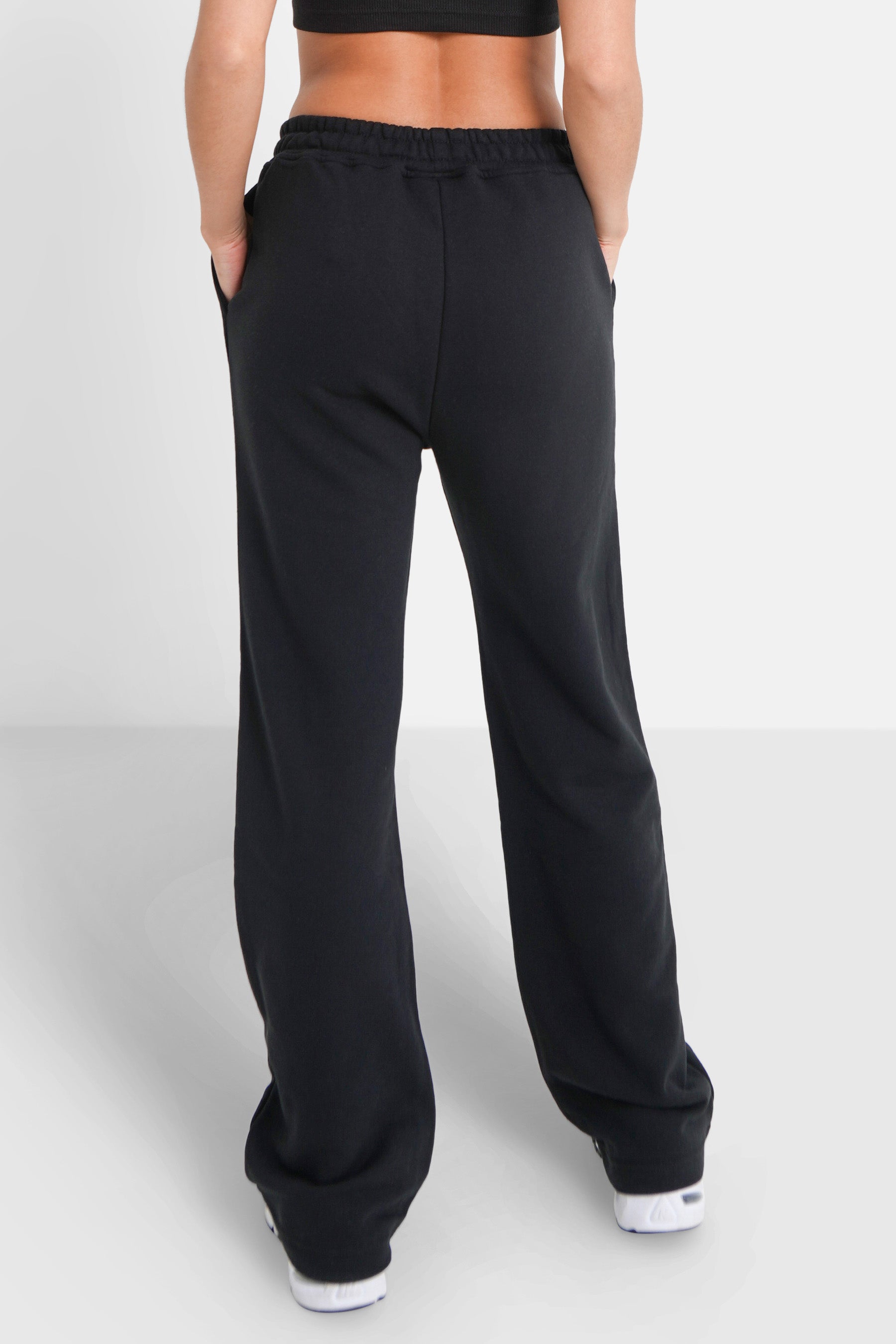 Jogging droit brodé Noir