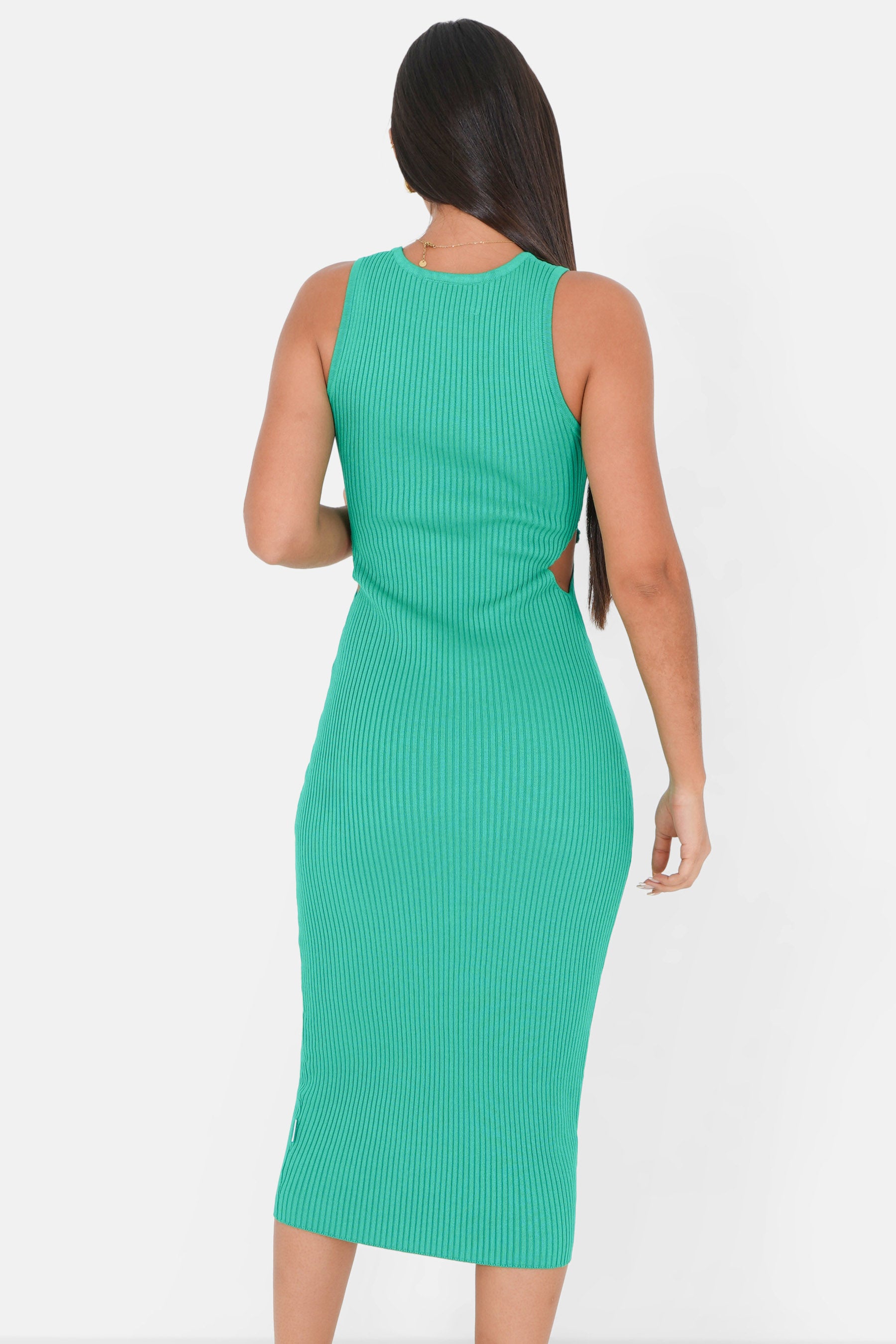 Knitted sexy opening dress Green