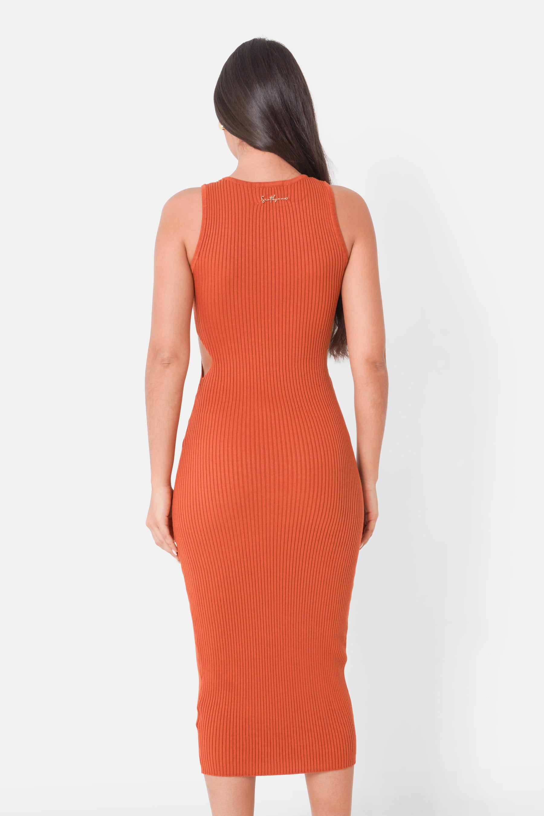 Robe maille ouverture Orange foncé