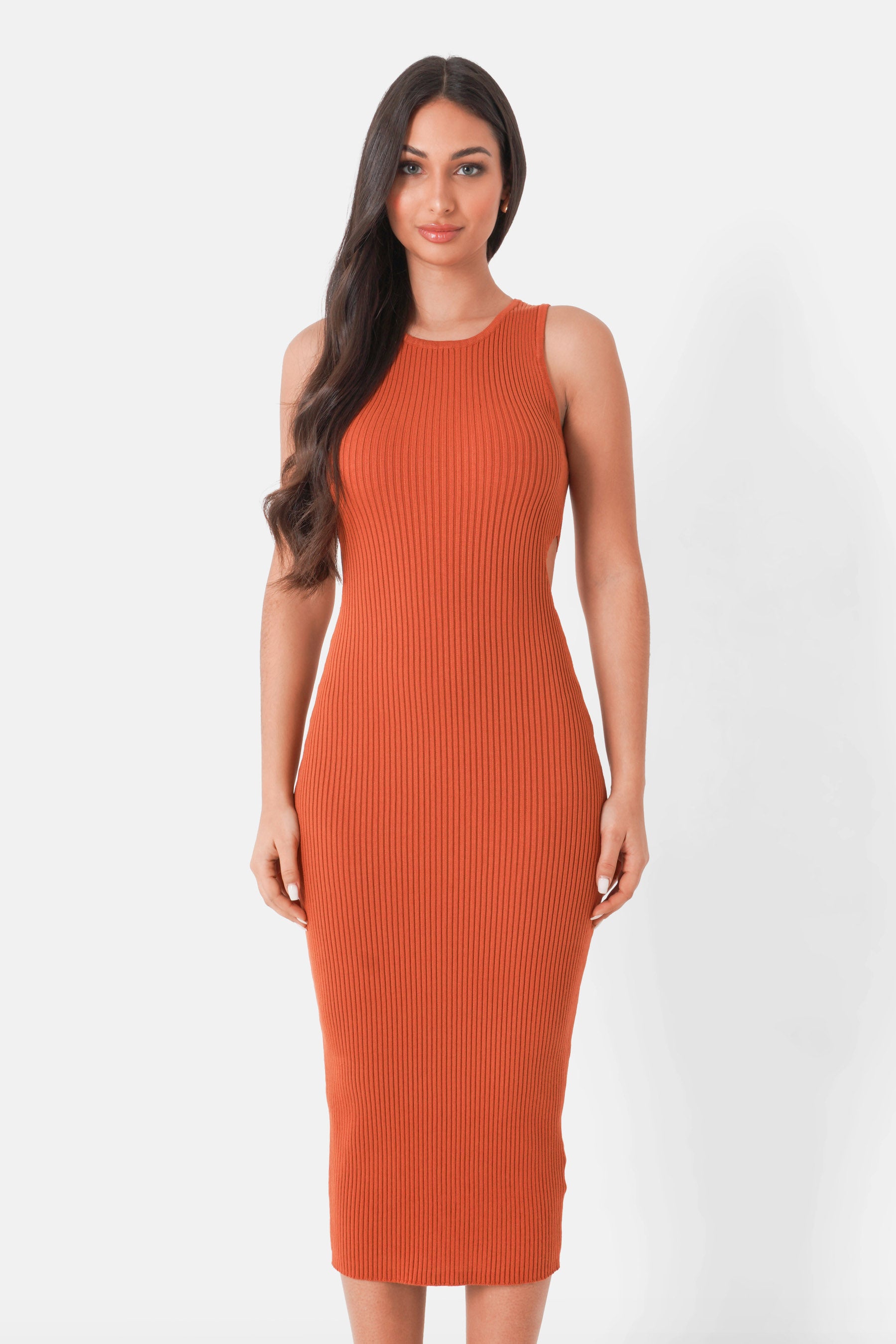 Robe maille ouverture Orange foncé
