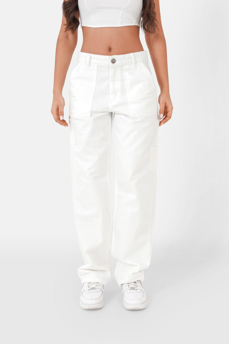 Pantalon carpenter poches Blanc