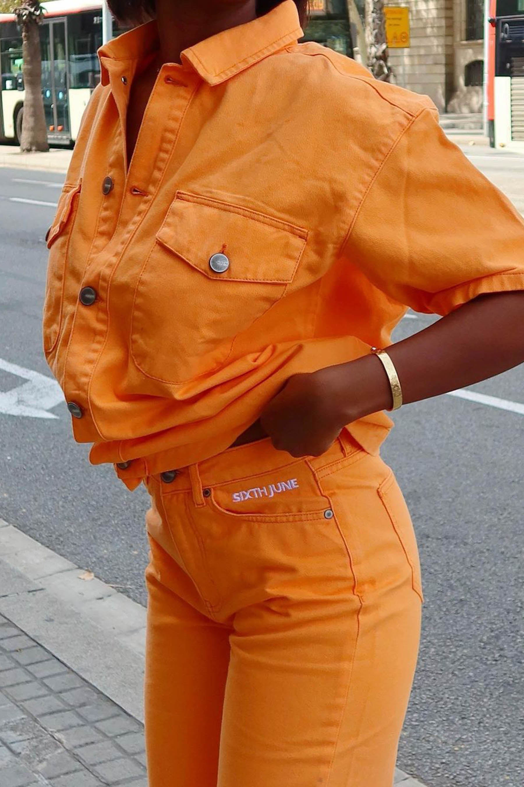 Embroidered logo jacket Orange