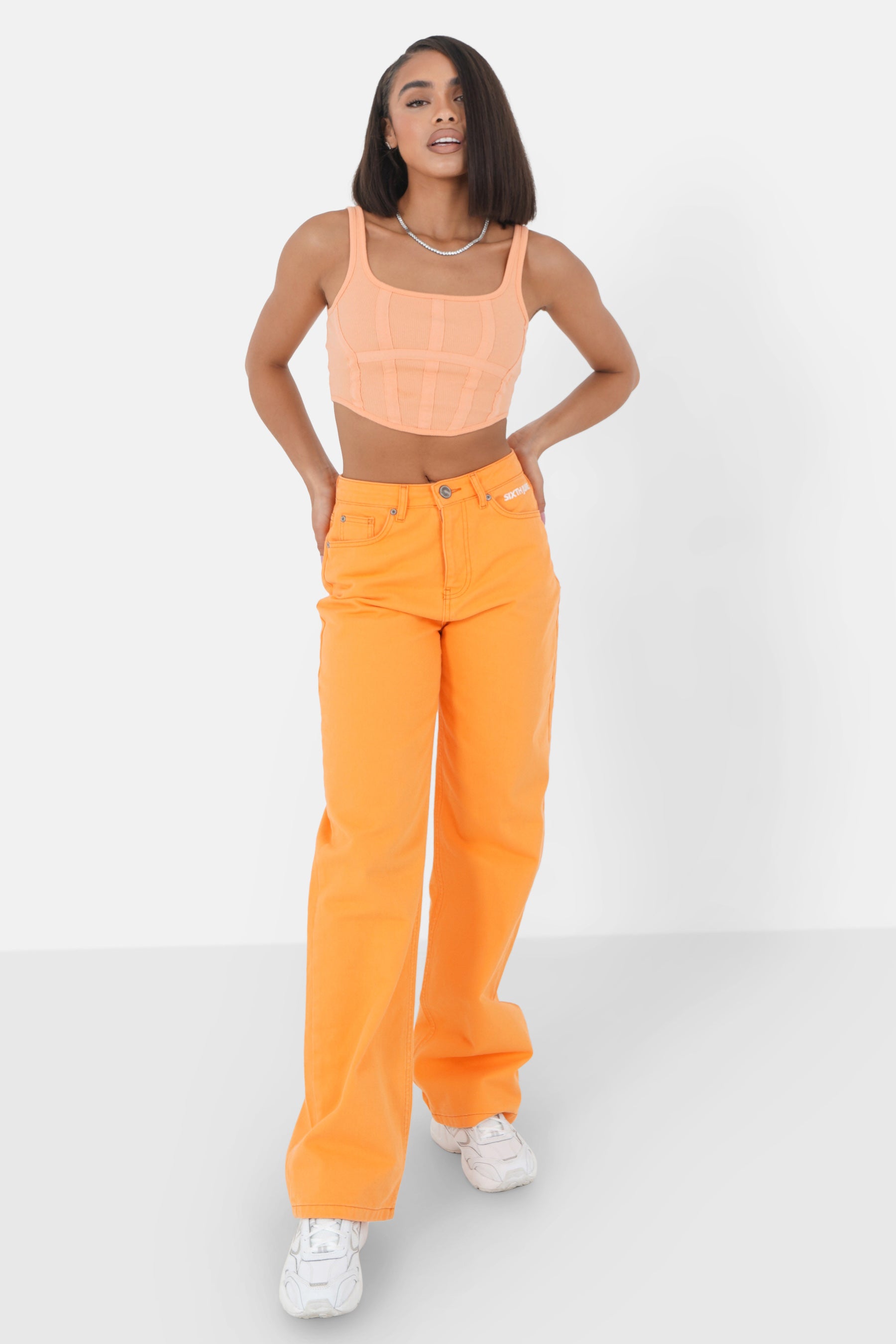 Short straps zip top Orange