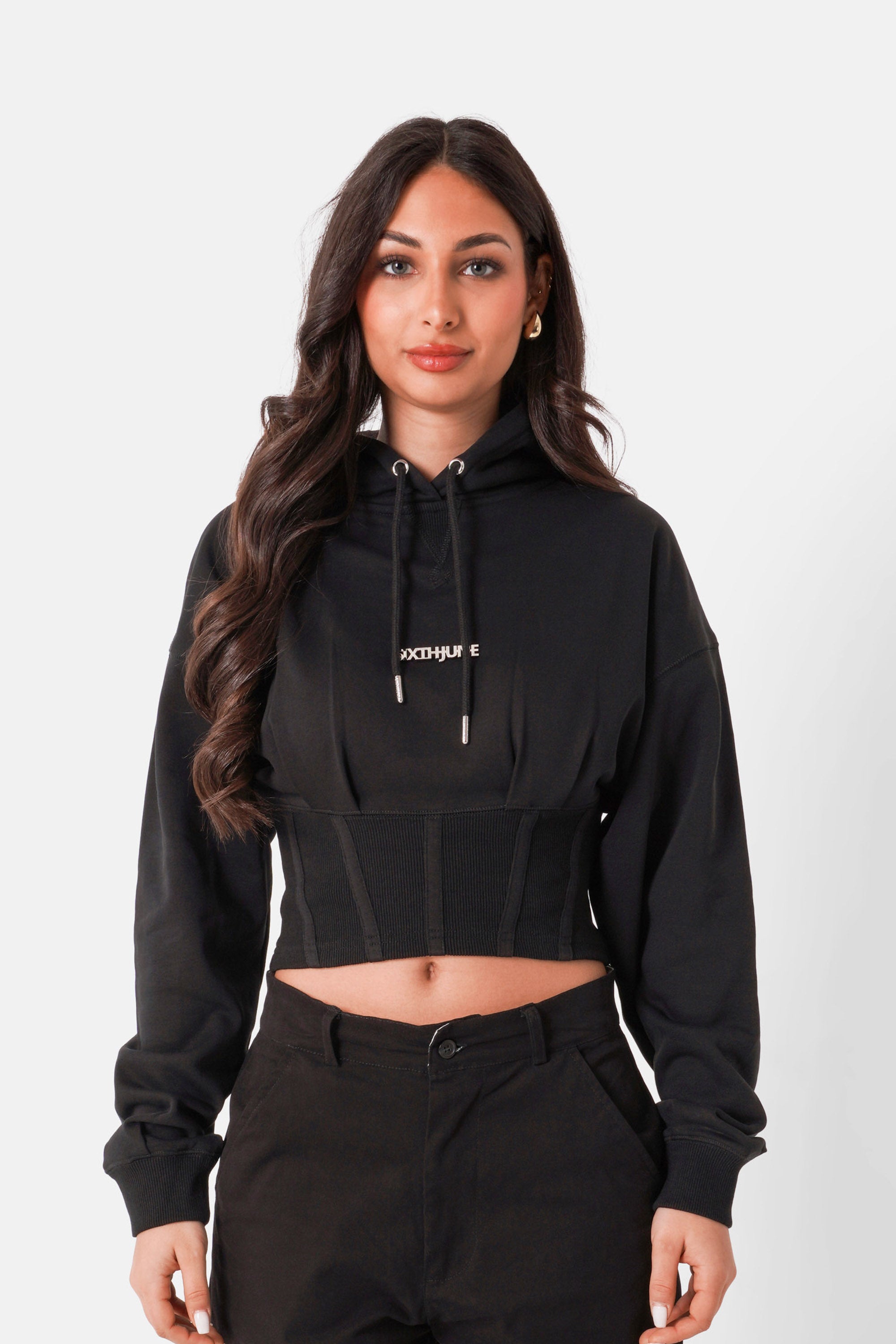 Sweatshirt capuche logo métallique Noir