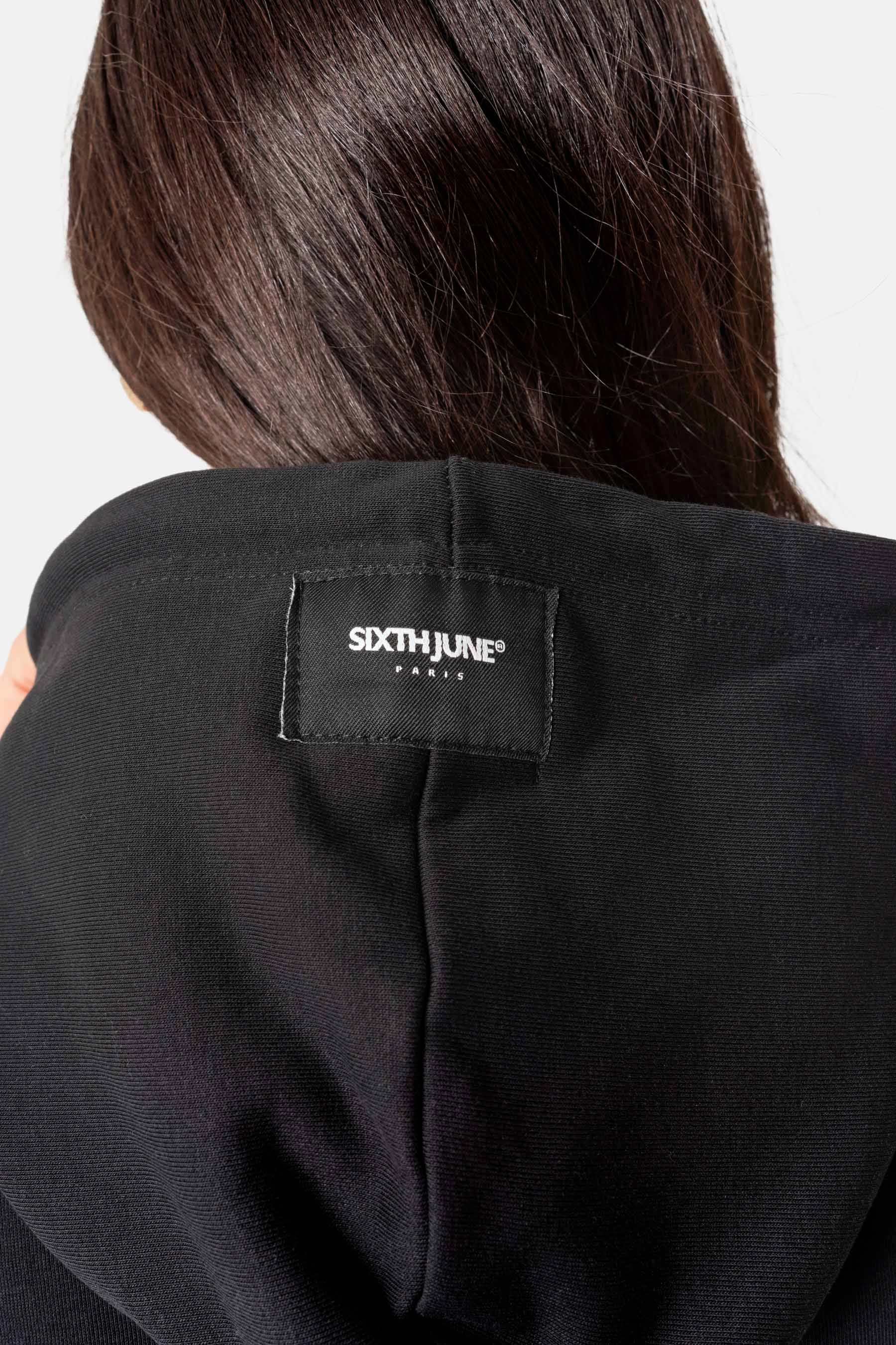 Sweatshirt capuche logo métallique Noir