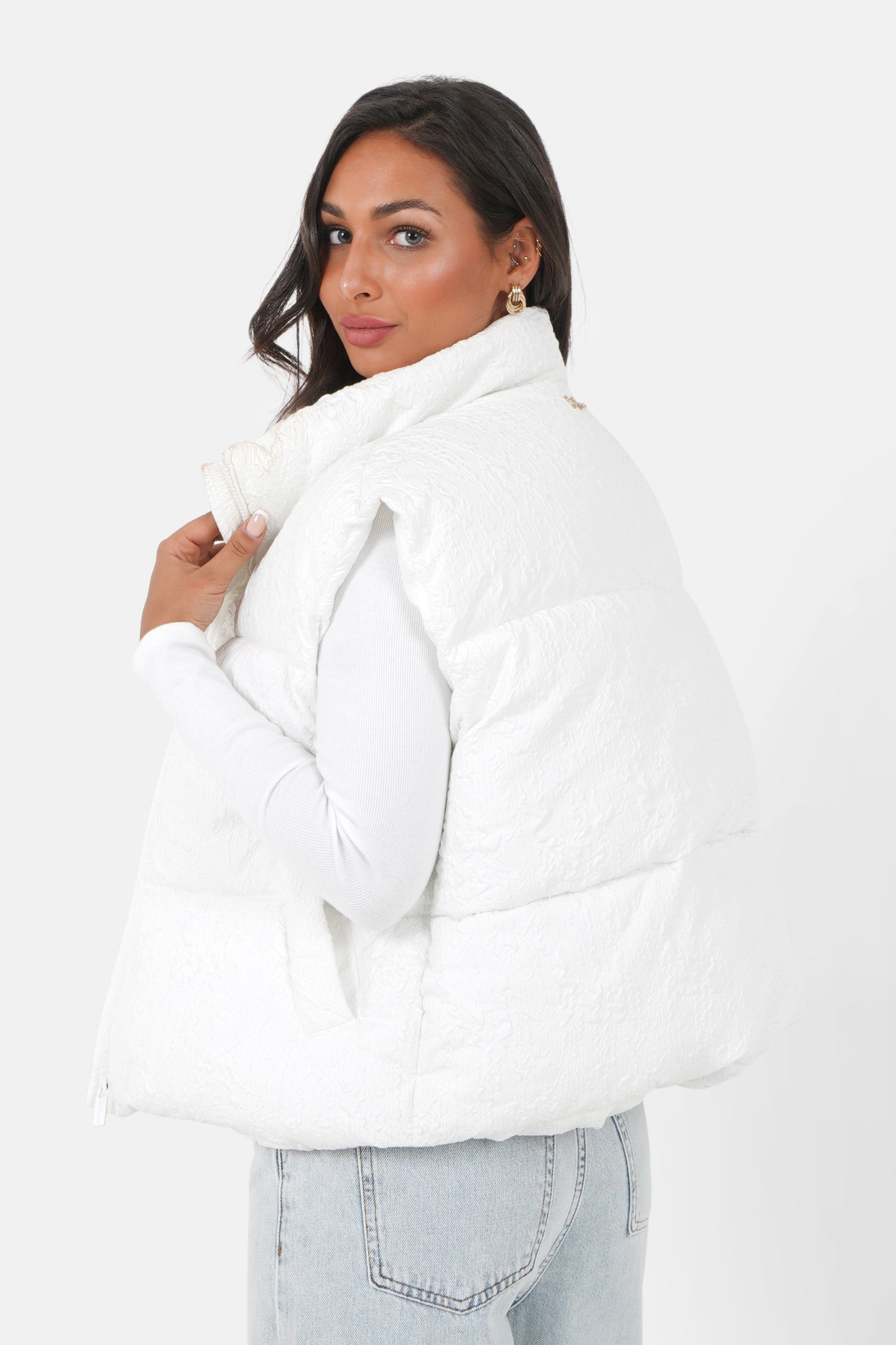 Doudoune sans manches relief Blanc