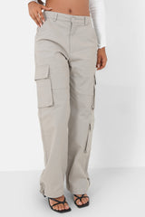 Pantalon ceinture réversible cargo Gris clair
