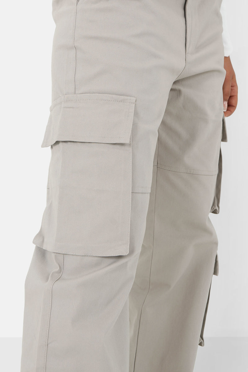Pantalon ceinture réversible cargo Gris clair