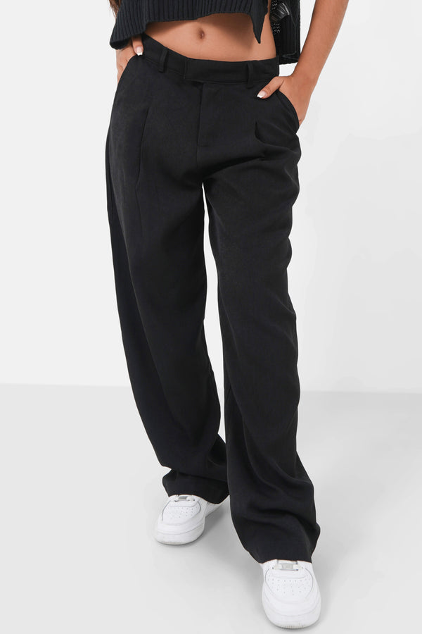 Pantalon taille ceinture reversible Noir