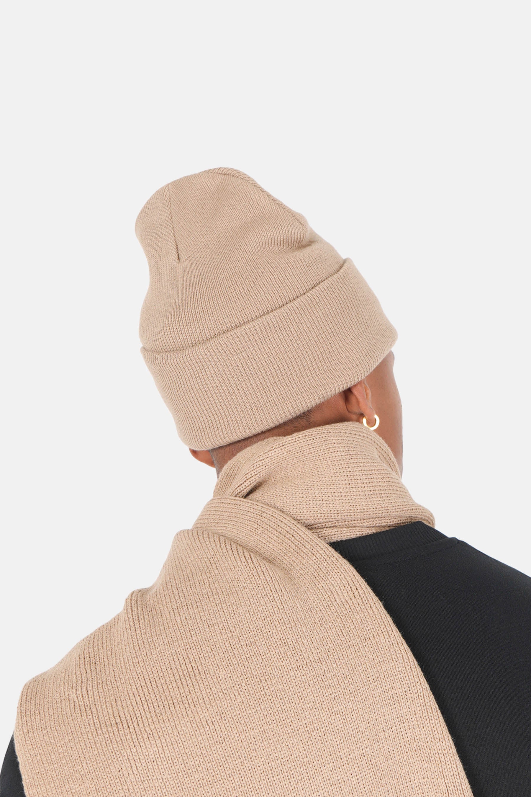 Logo patch beanie Beige