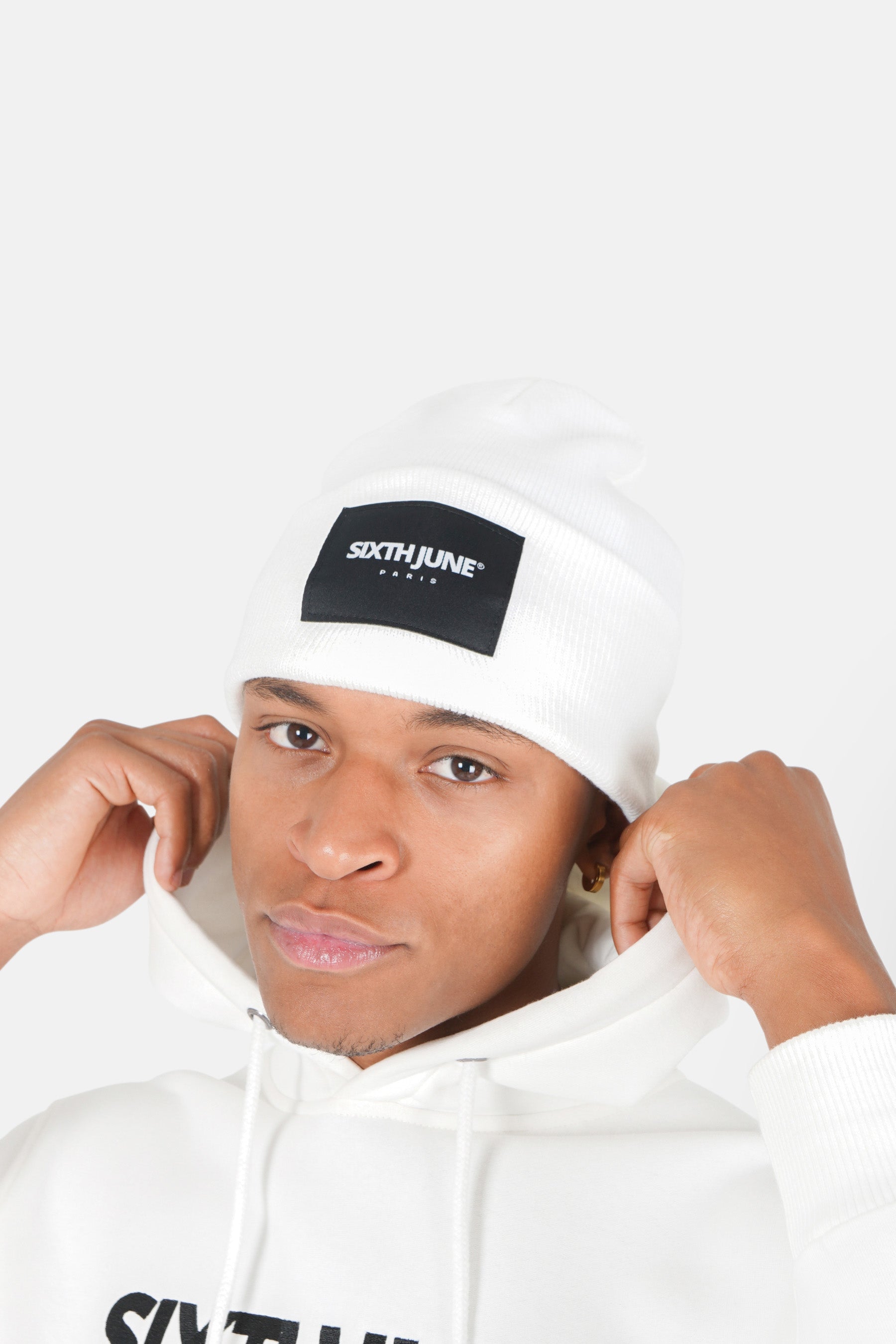 Mütze mit Logo-Patch Weiß