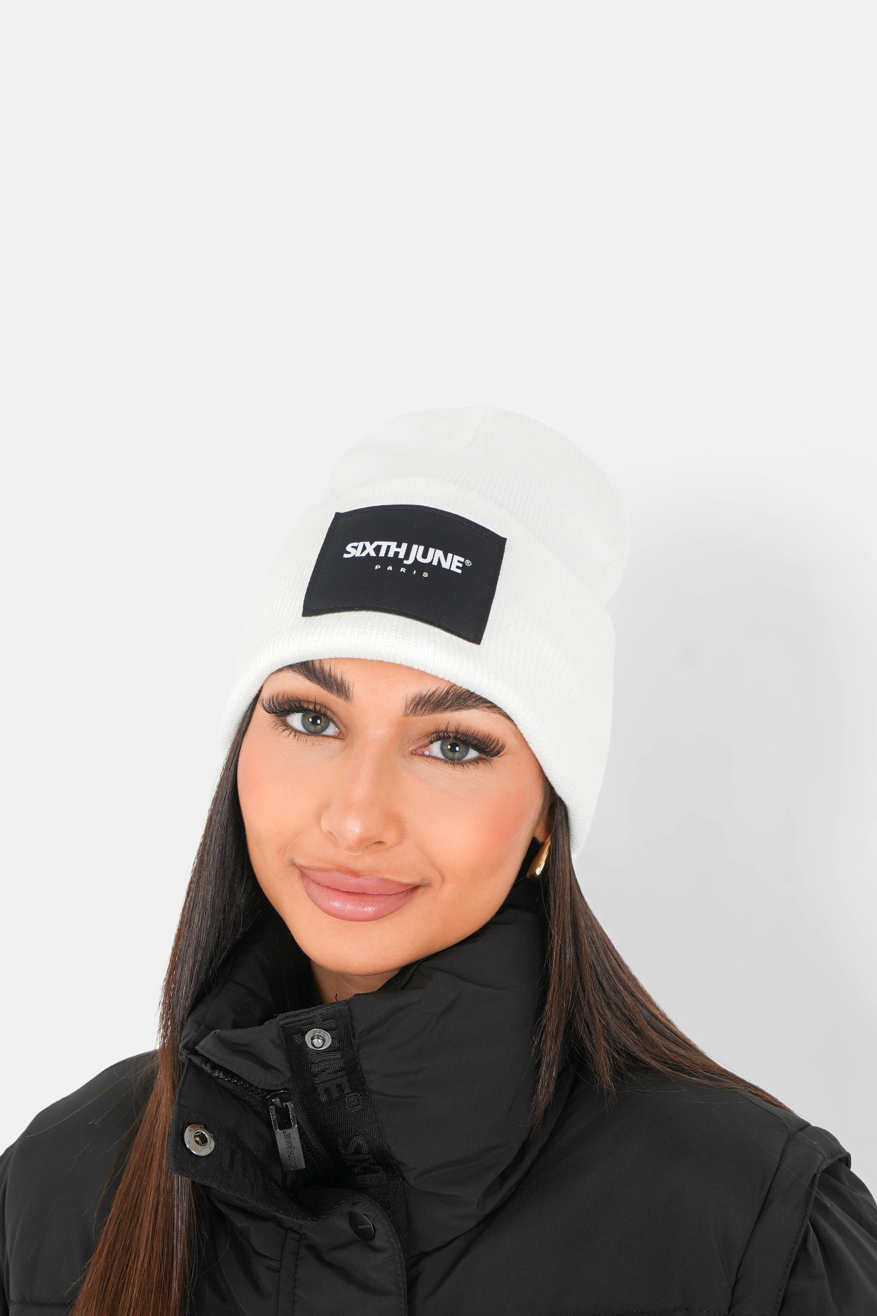 Mütze mit Logo-Patch Weiß