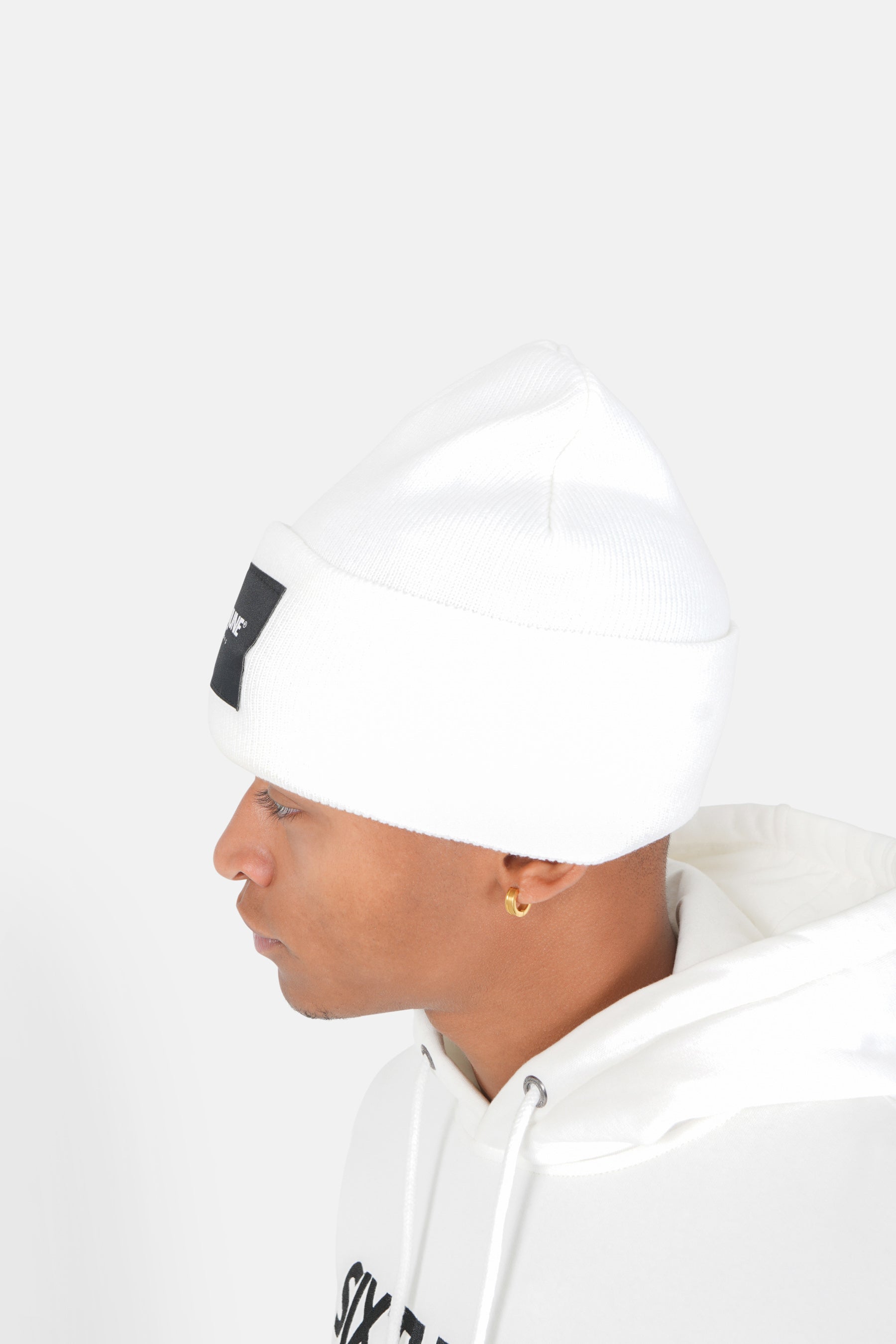 Mütze mit Logo-Patch Weiß