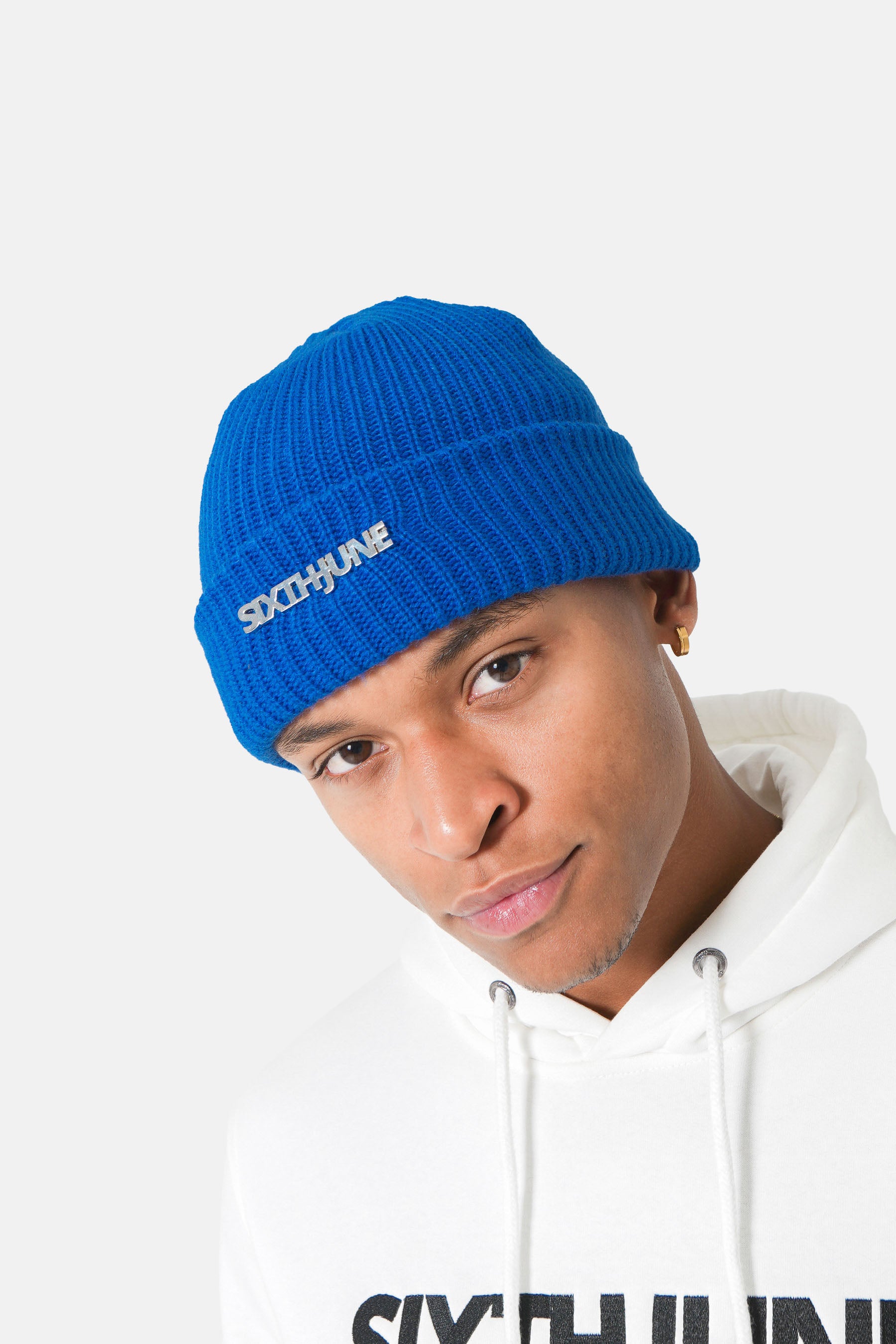 Metallic logo beanie Blue