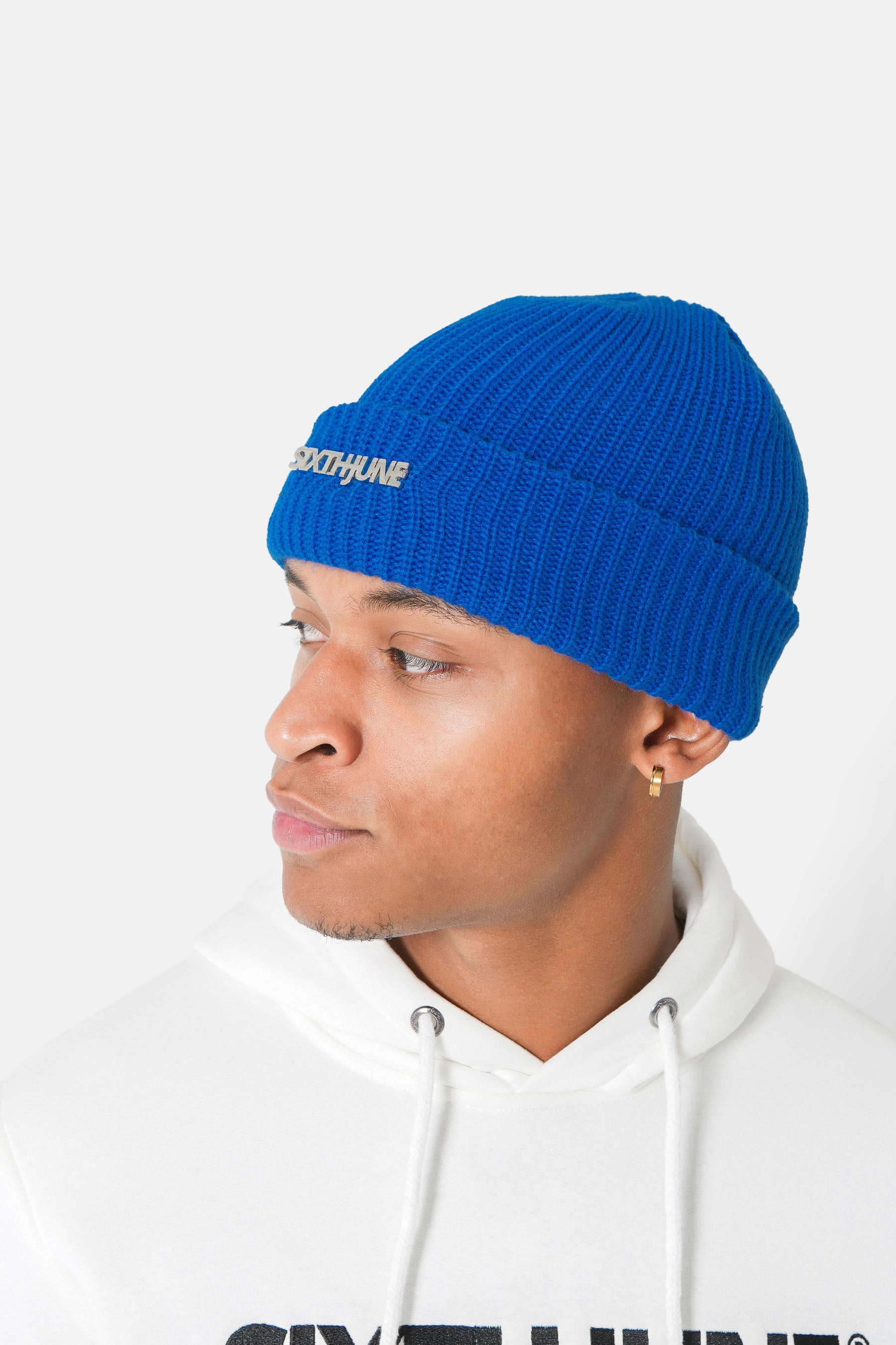Metallic logo beanie Blue