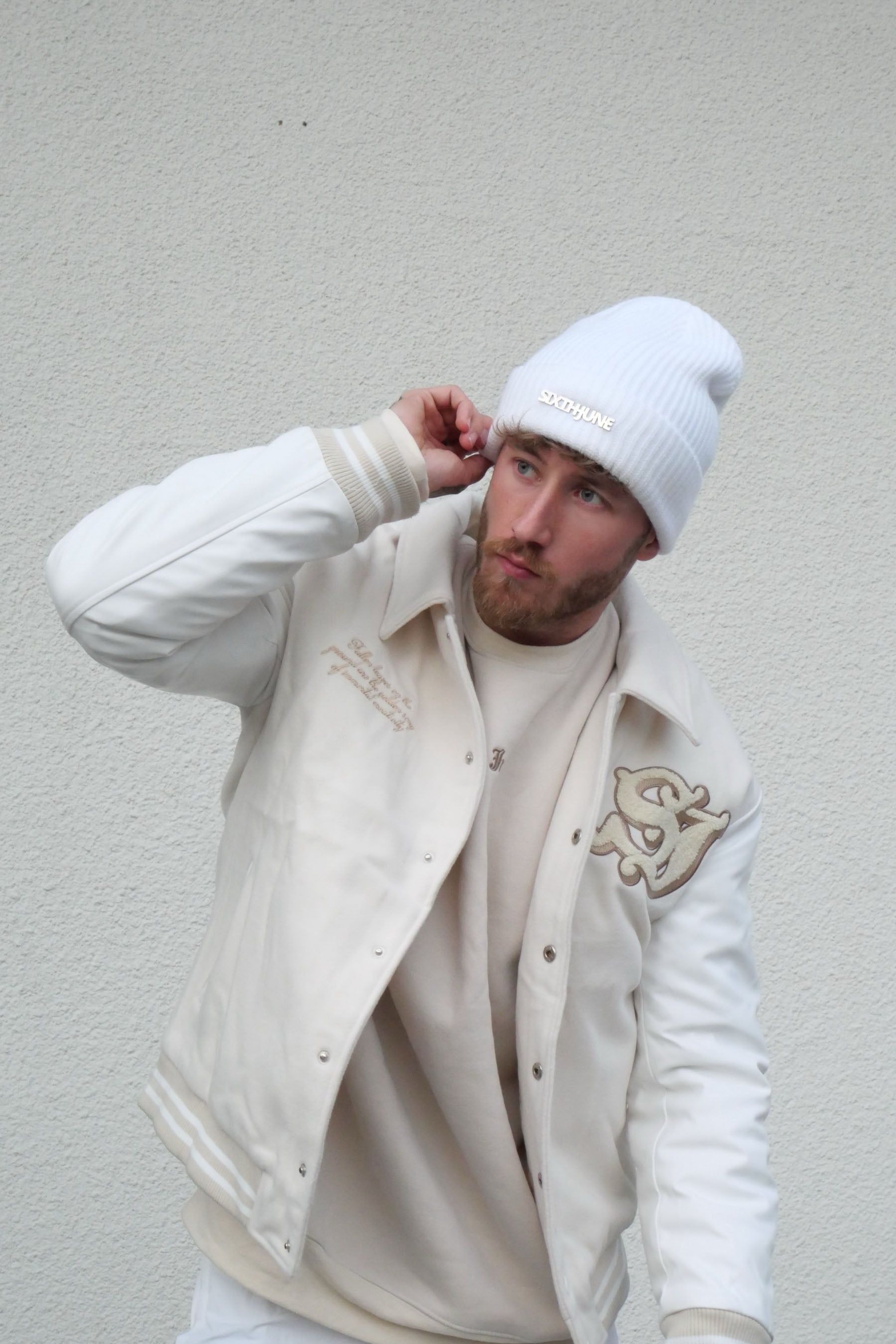 Metallic logo beanie White