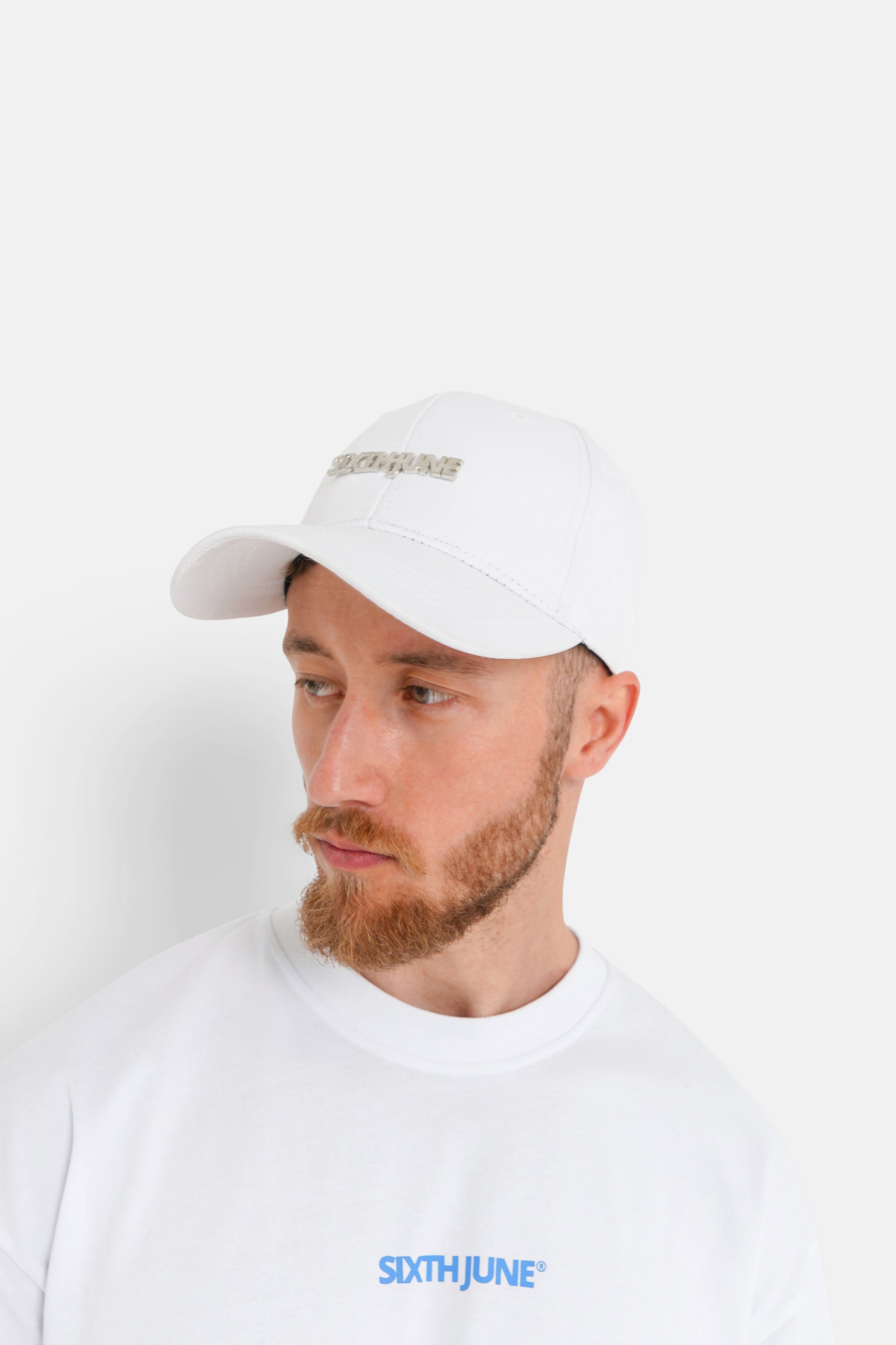 Metallic logo cap White