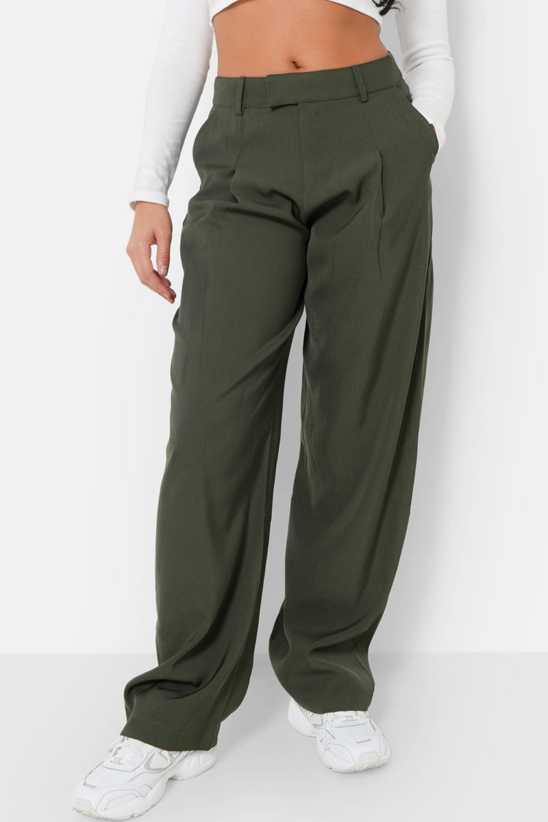Pantalon taille ceinture reversible Vert
