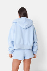 Sweatshirt zippé décontractée capuche Bleu clair