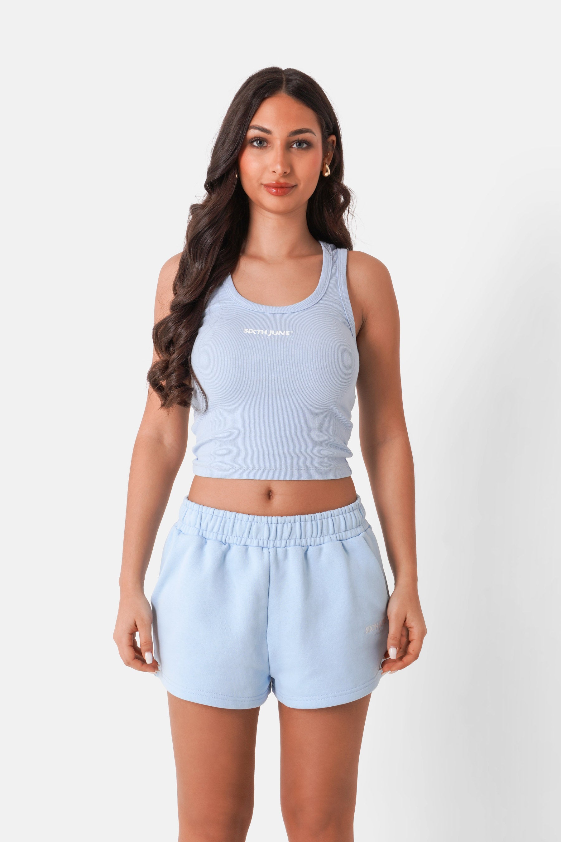 Top côtelé Bleu clair