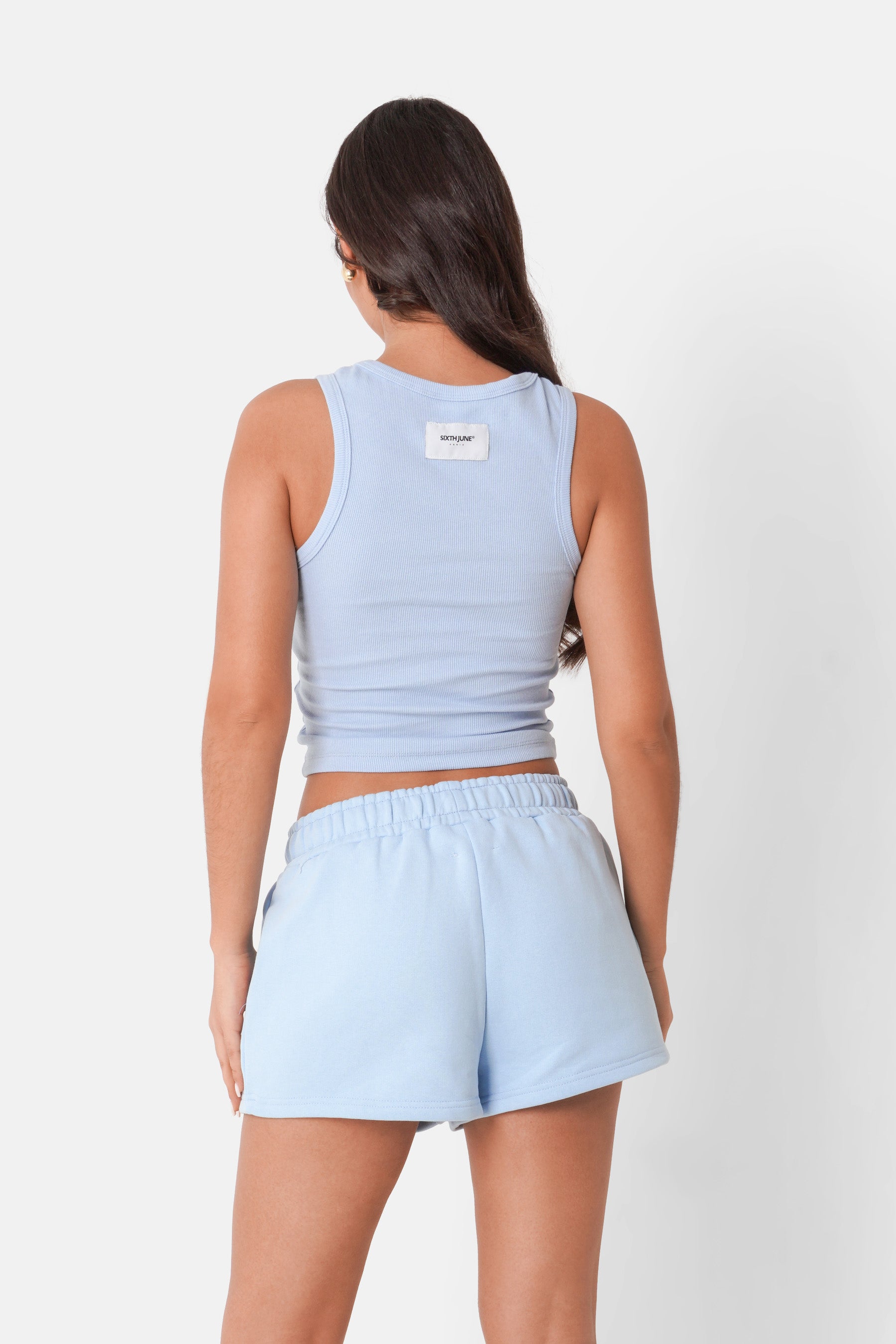 Top côtelé Bleu clair