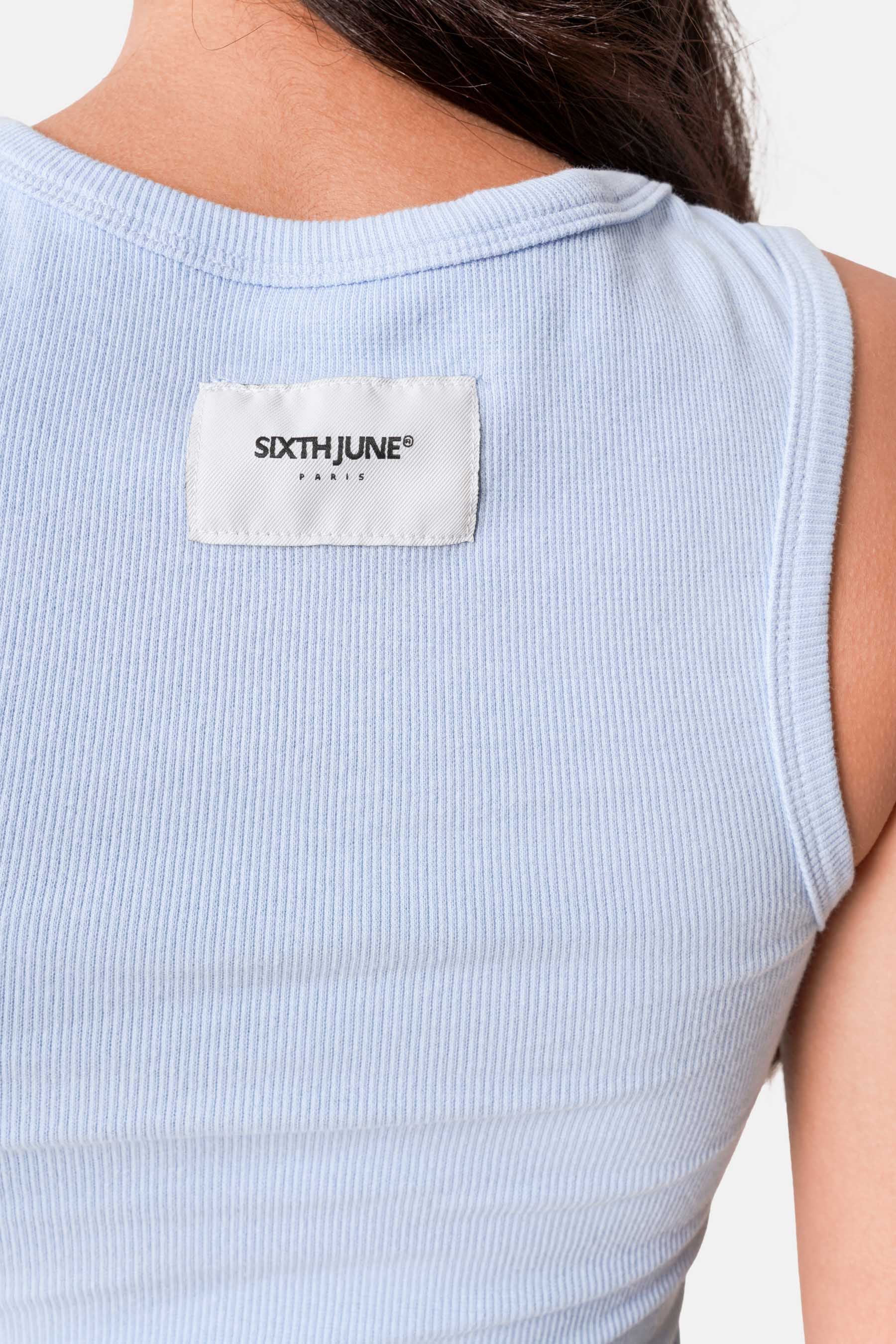 Top côtelé Bleu clair
