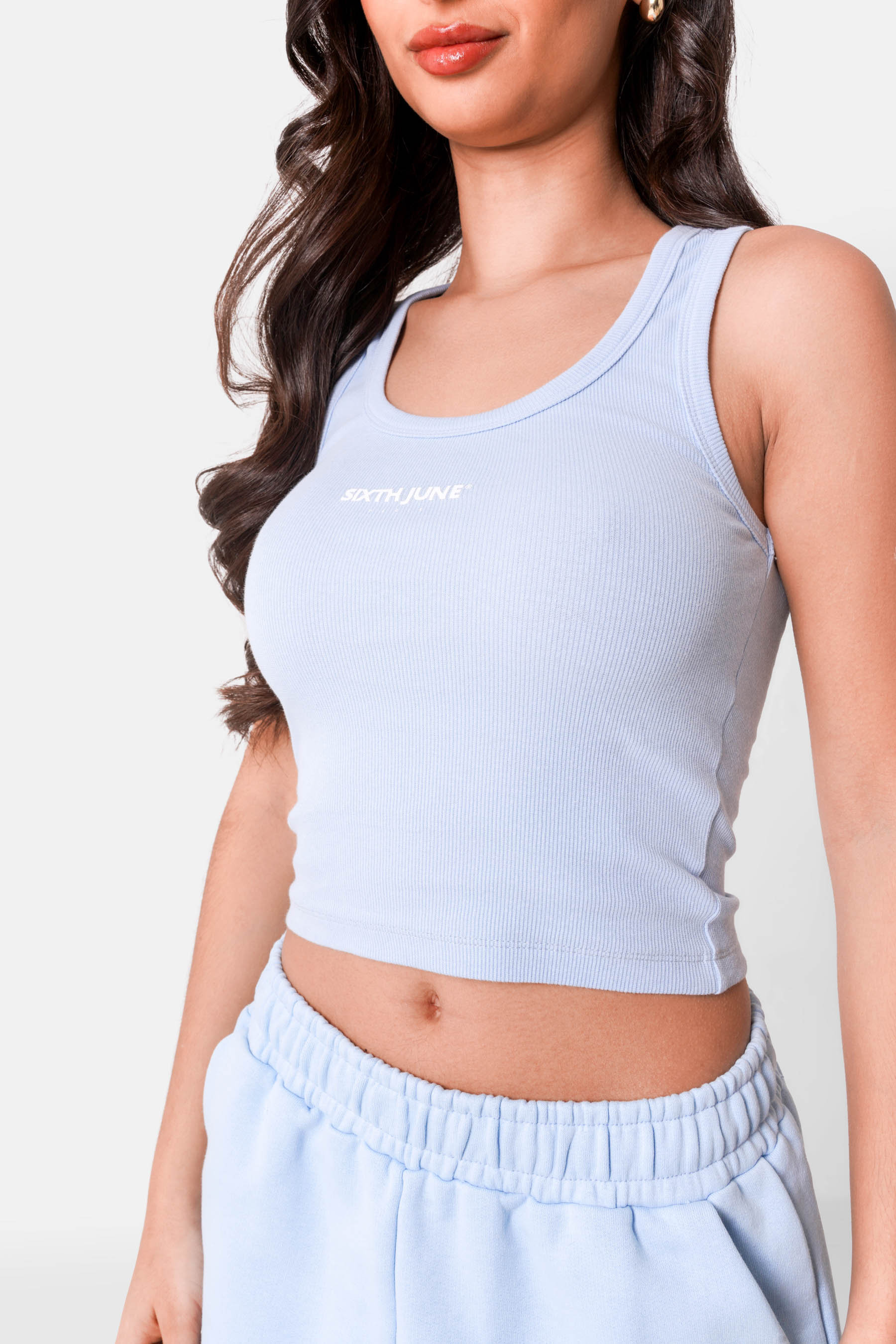 Top côtelé Bleu clair