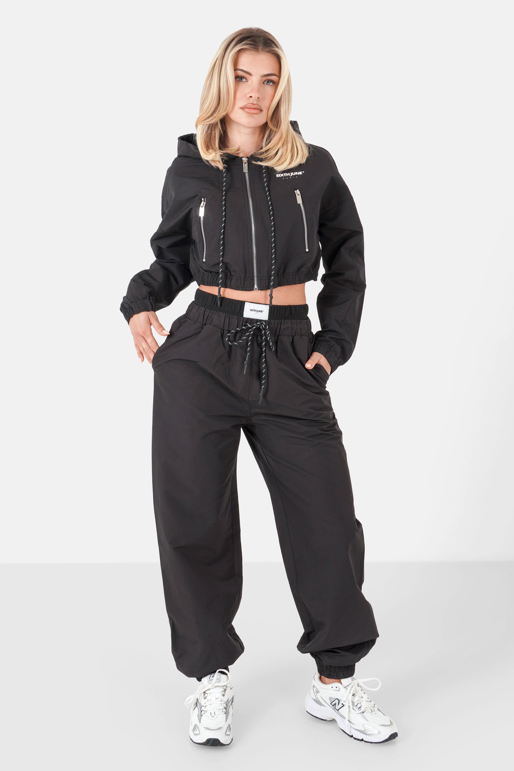 Veste nylon zip capuche Noir
