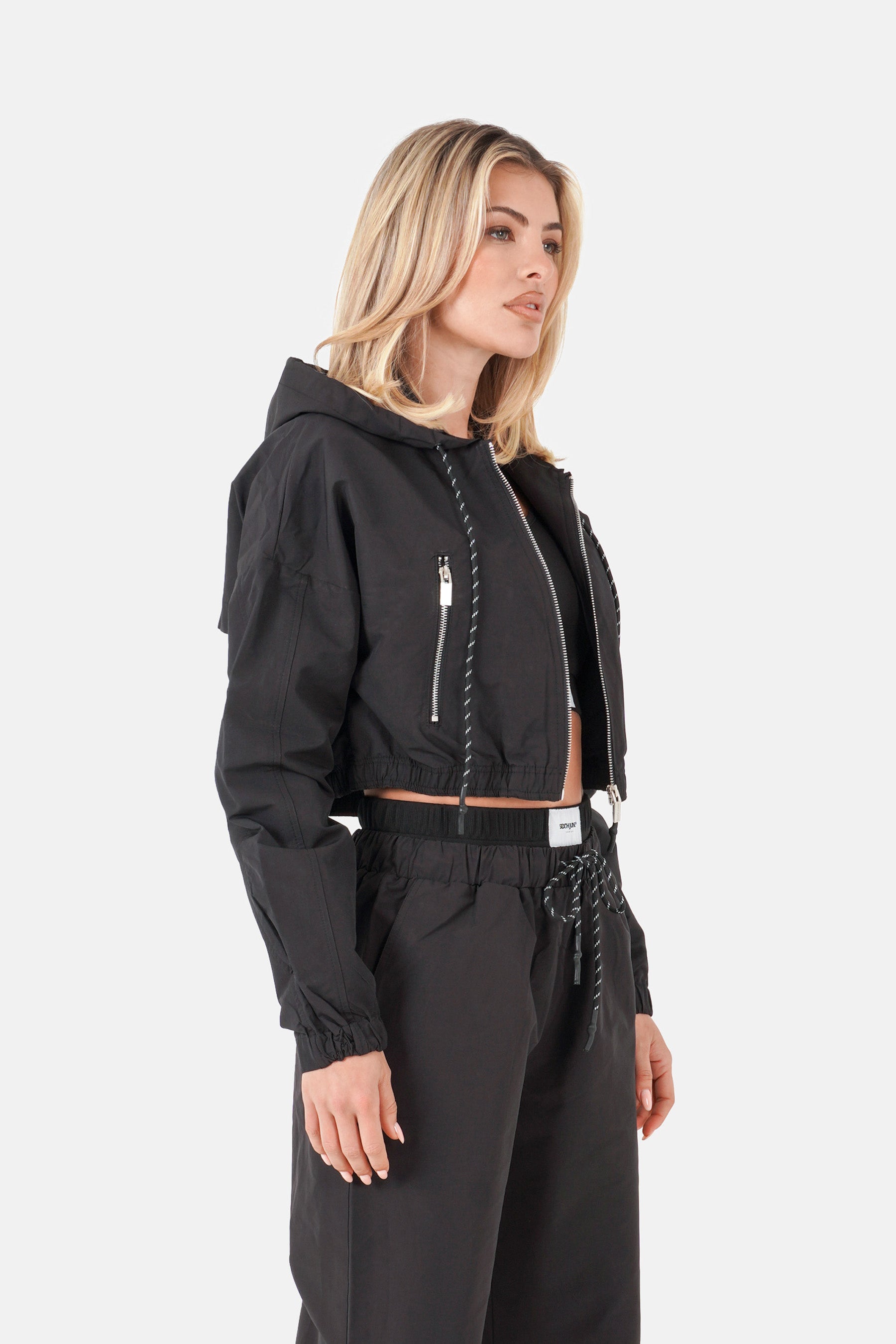 Veste nylon zip capuche Noir