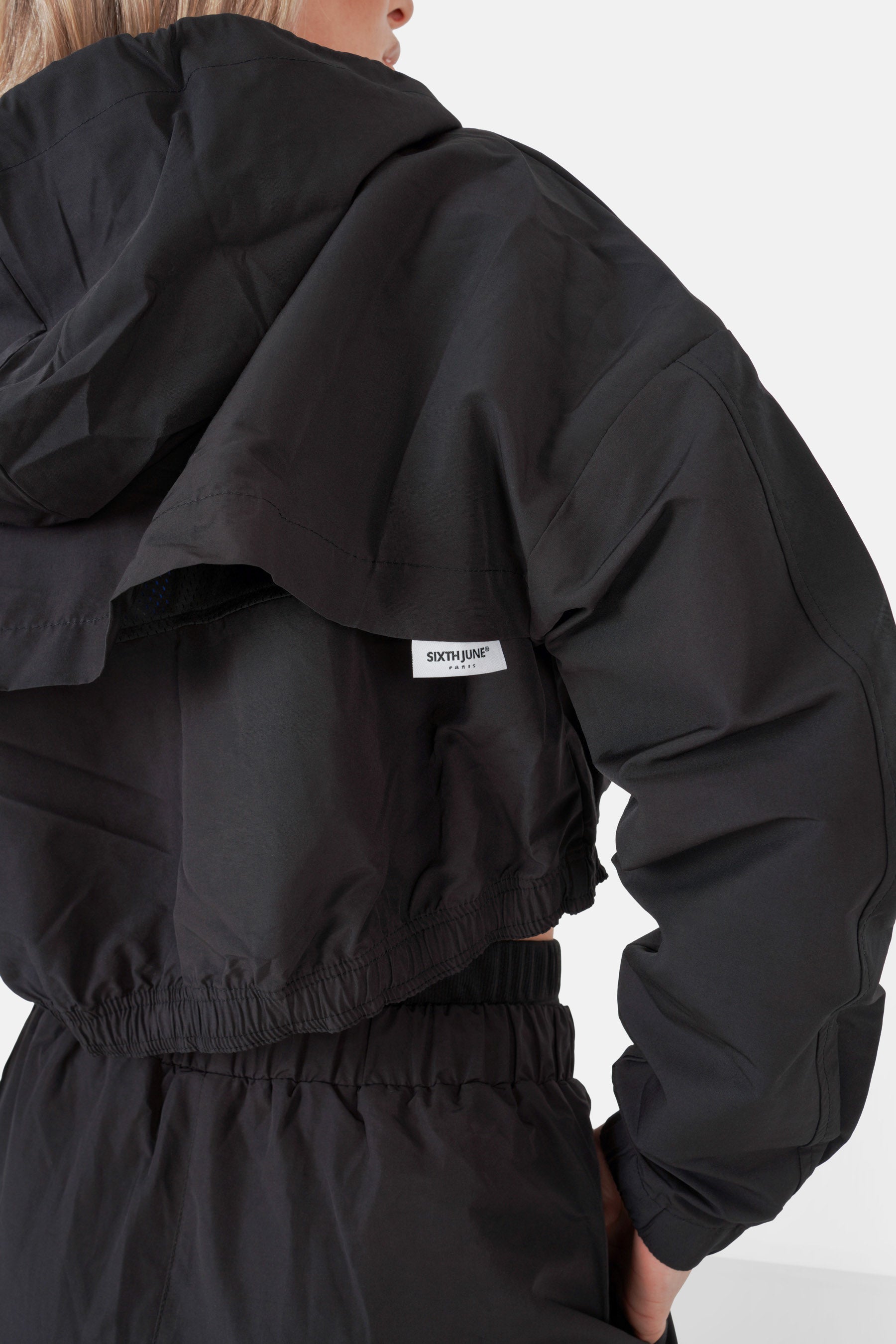 Veste nylon zip capuche Noir