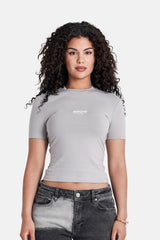 T-shirt logo central Gris