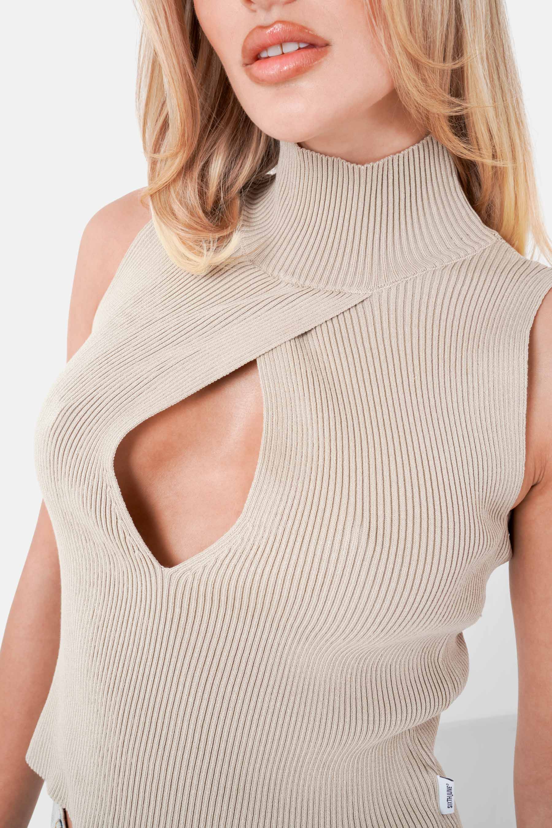 Top ouverture sexy Beige