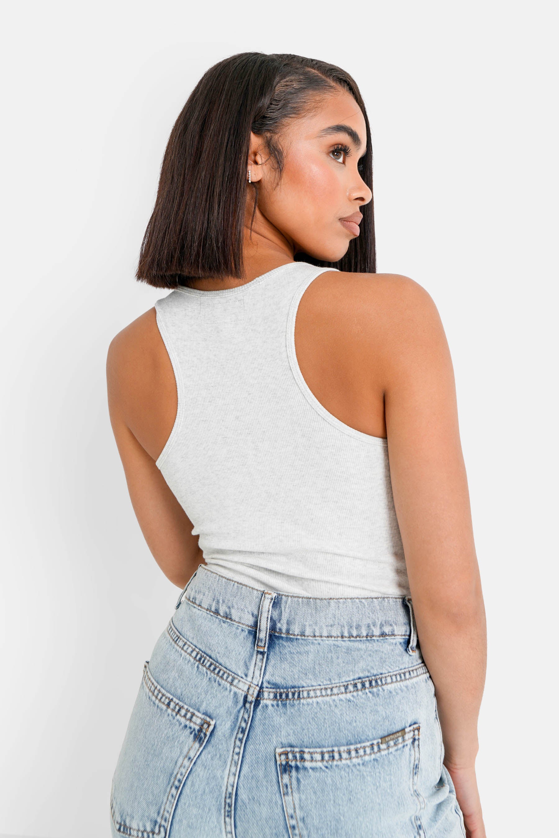 Buttons Ribbed Body Grey