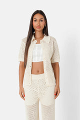 Details crochet shirt White