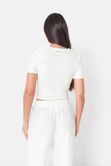 Jewel textured wavy T-shirt Blanc