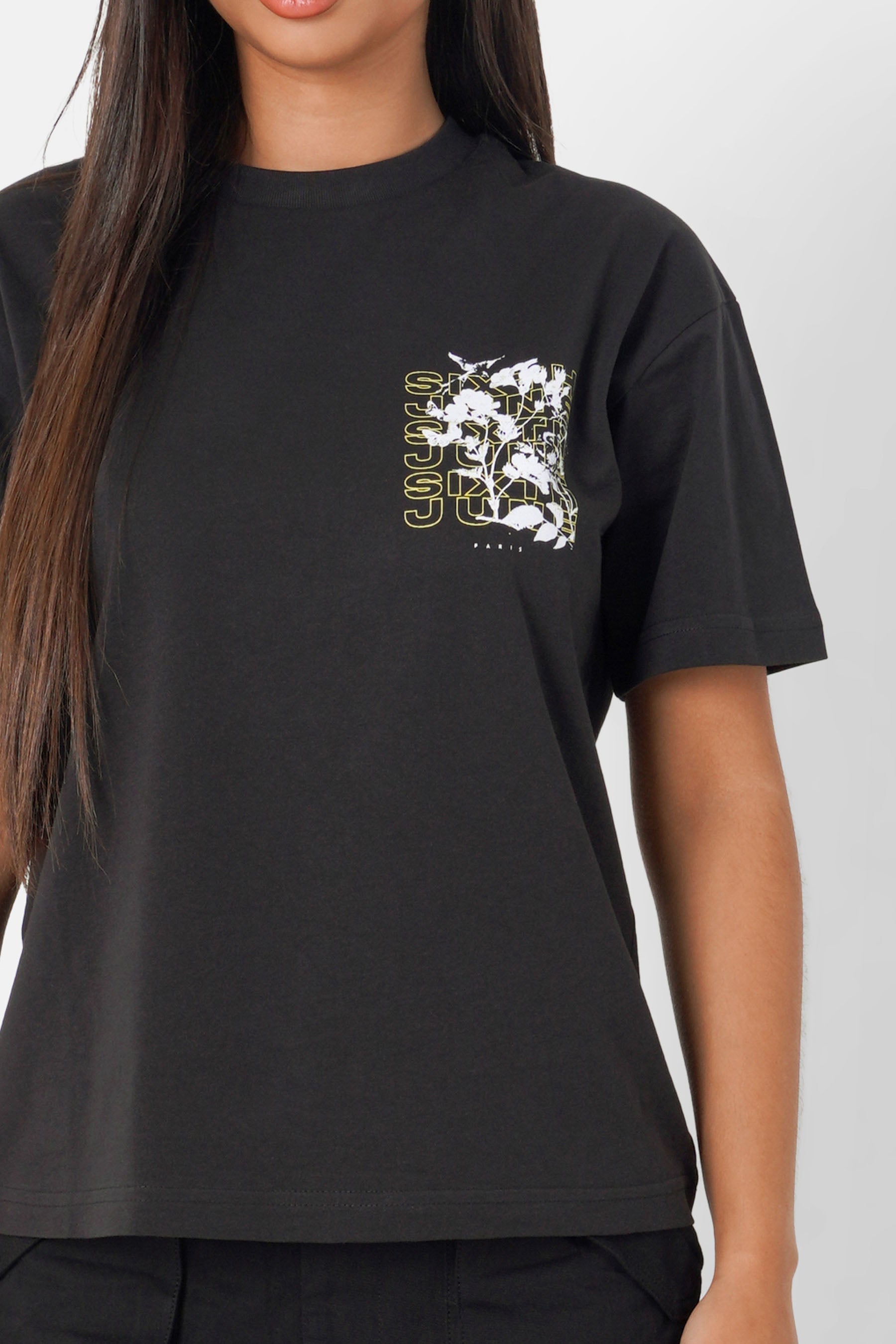 T-shirt imprimé floral logo Noir