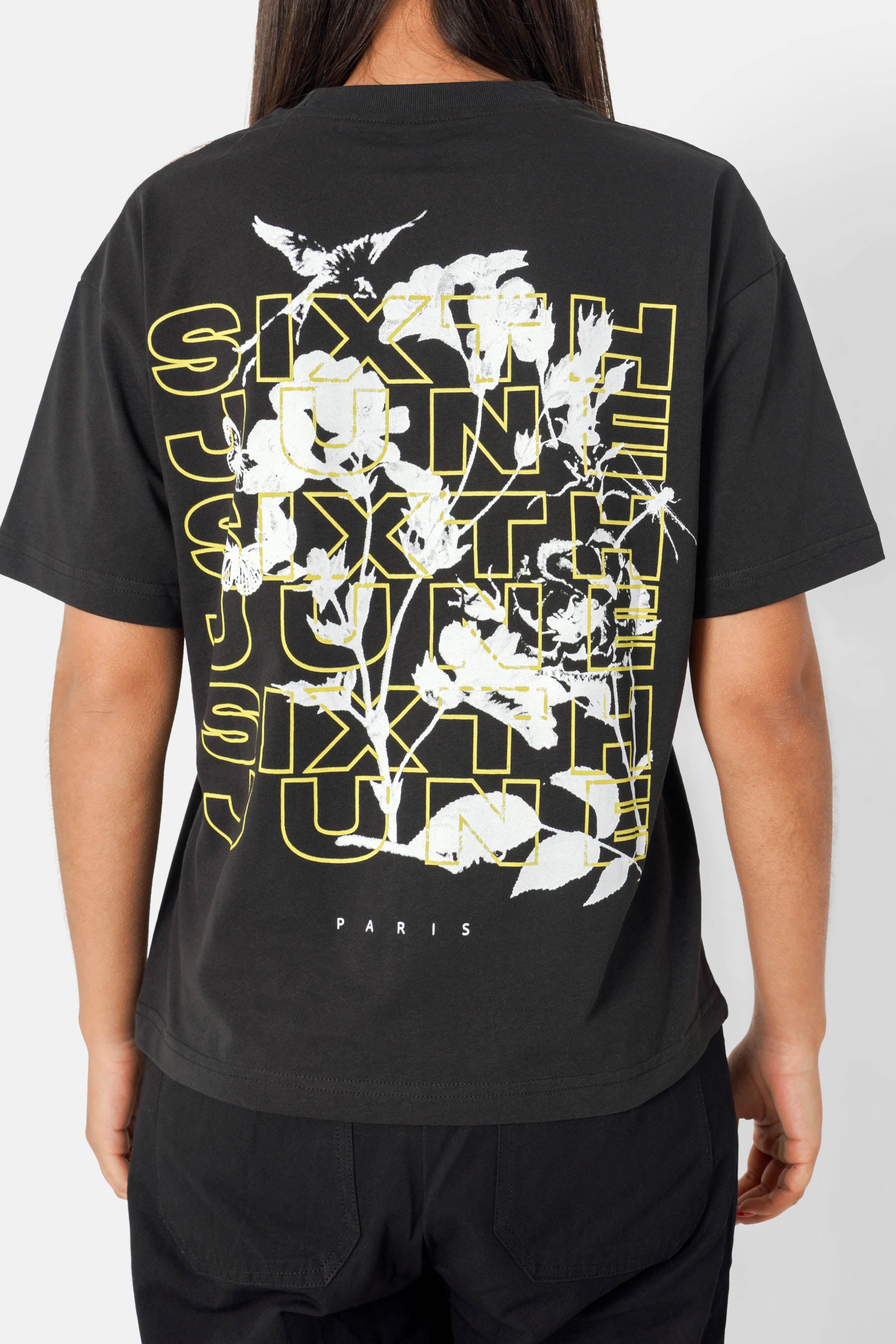 T-shirt imprimé floral logo Noir