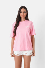 Rosafarbenes T-Shirt mit Strandprint