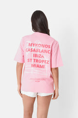 Rosafarbenes T-Shirt mit Strandprint