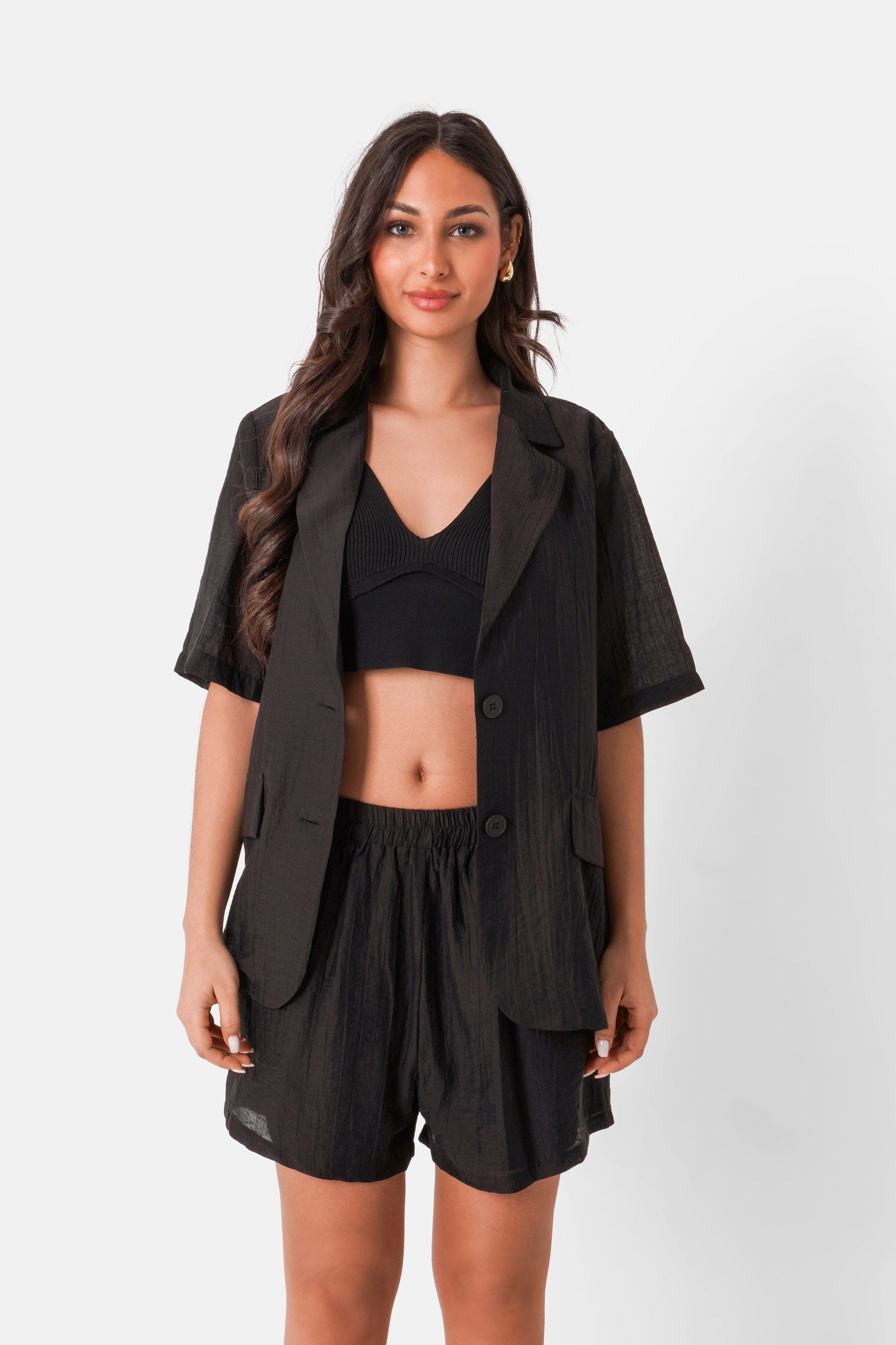 Chemise fluide logo broderie Noir