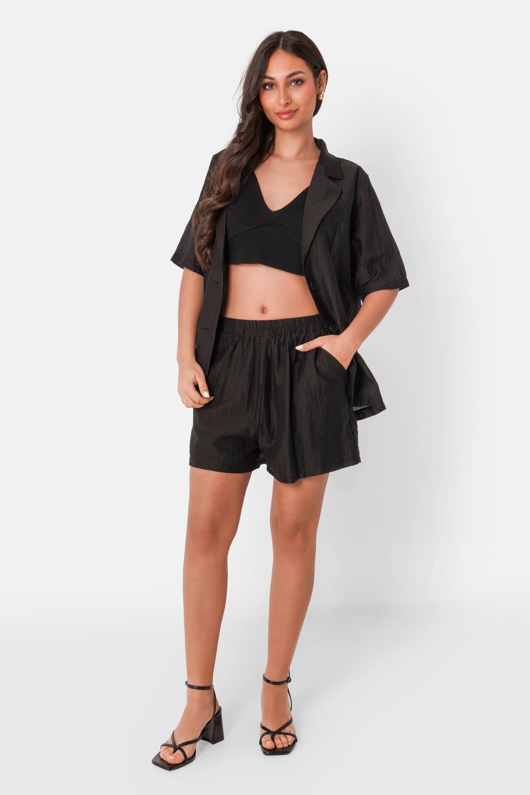 Chemise fluide logo broderie Noir