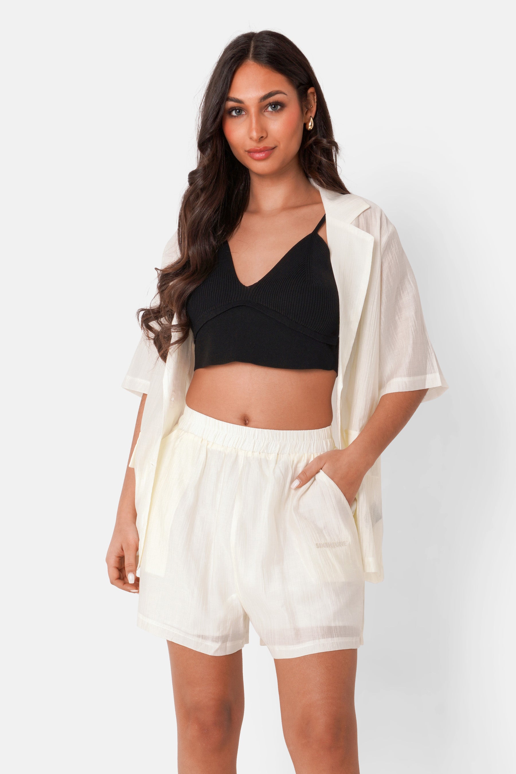 Chemise fluide logo broderie Blanc