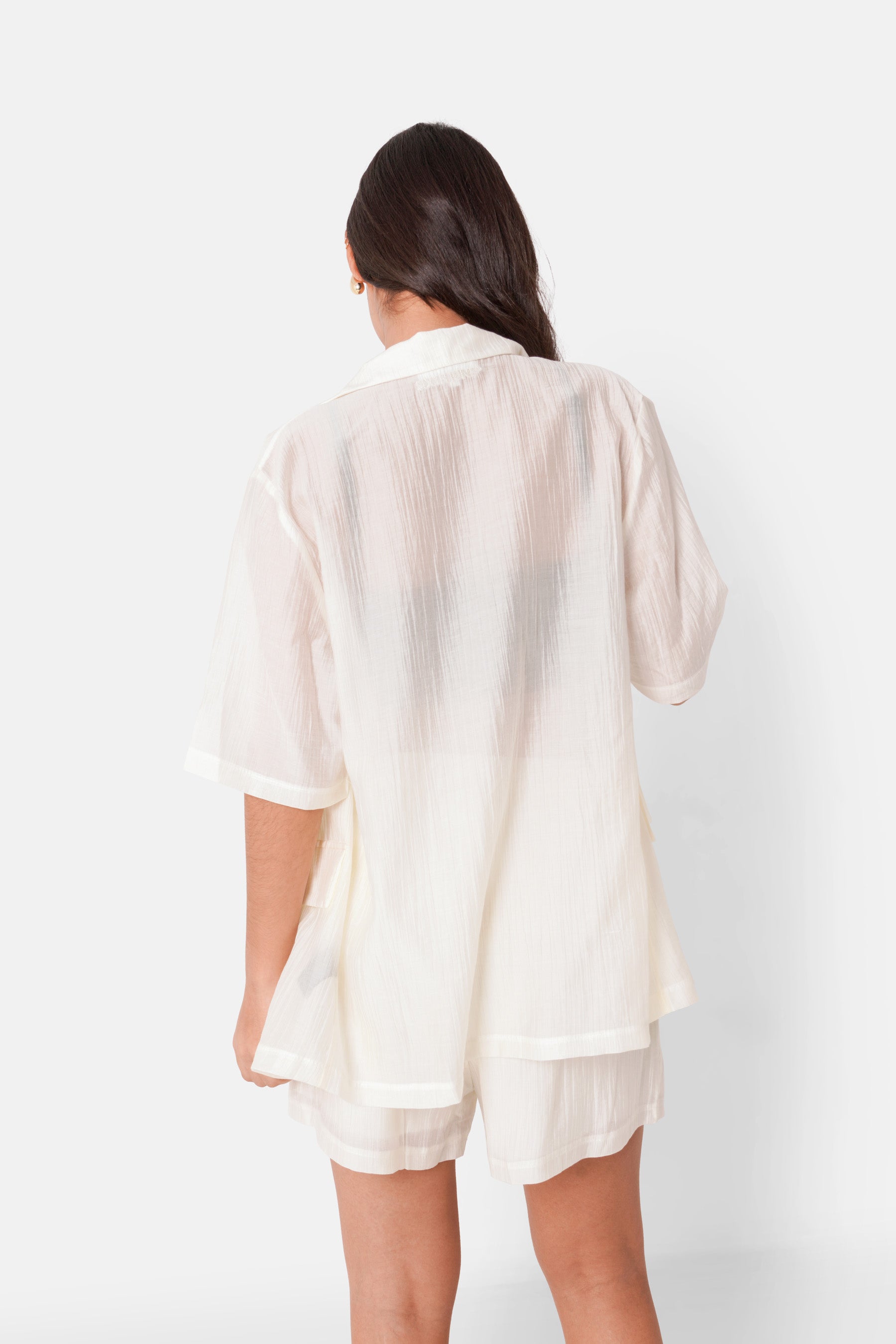 Chemise fluide logo broderie Blanc