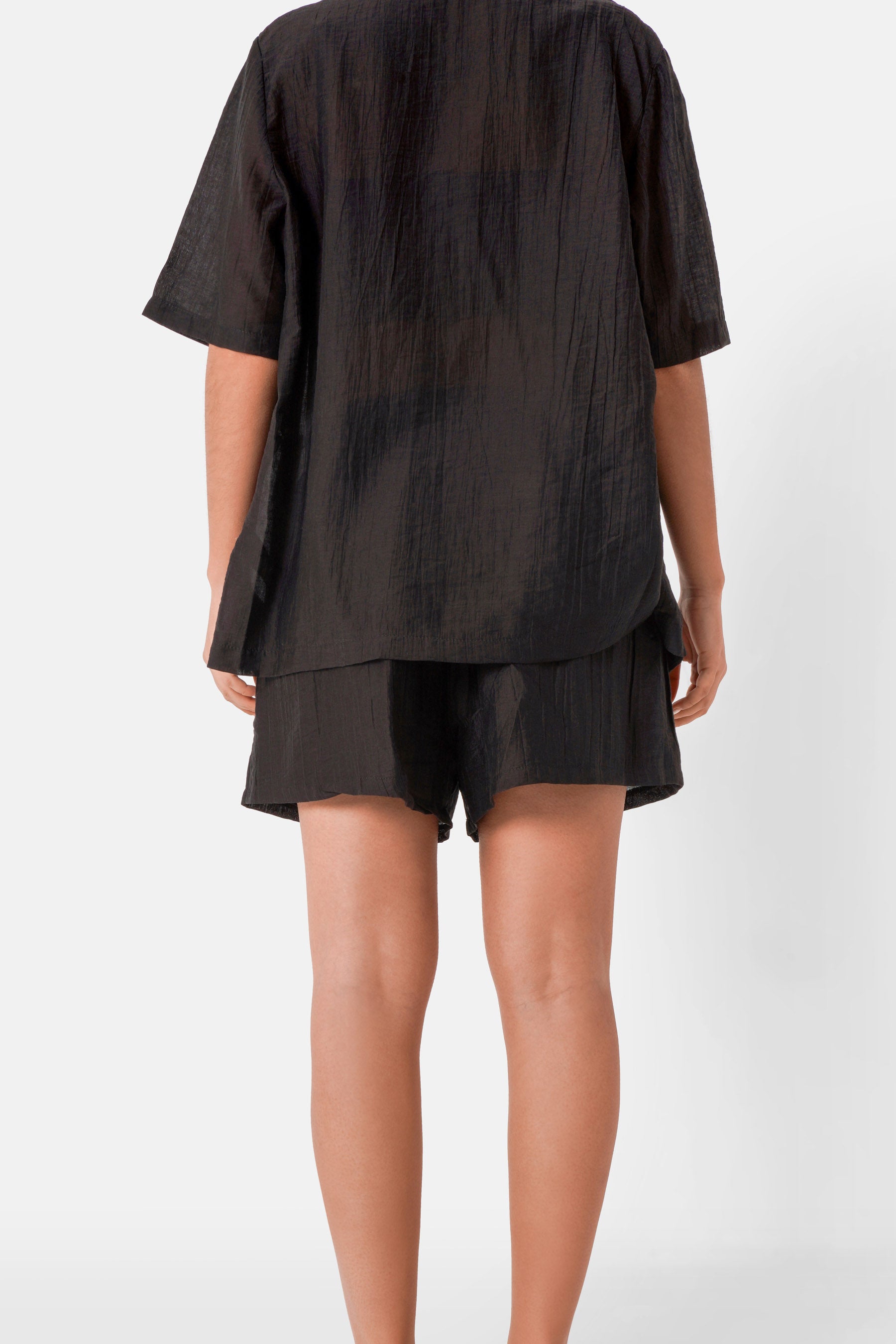 Short fluide logo broderie Noir